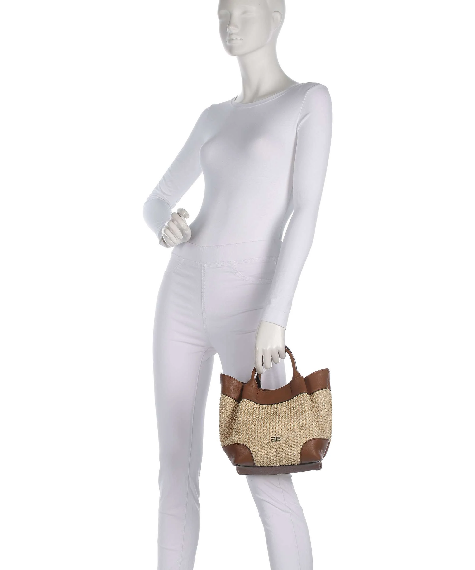 Abro Maglia Raffia Essential Small Handbag natural/nut - Image 3