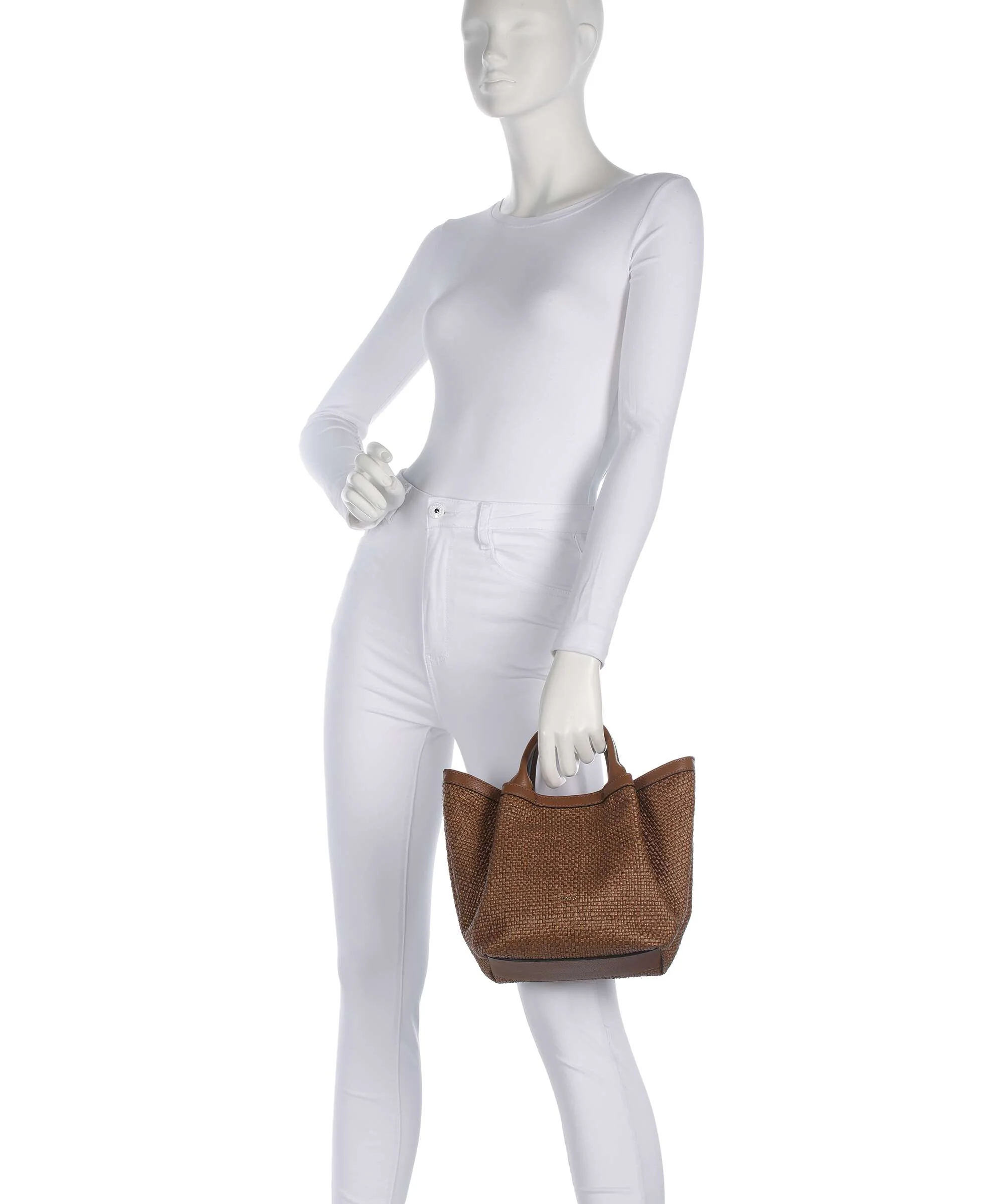 Abro Raffia Intreccio Essential Small Handbag caramel/cognac - Image 3