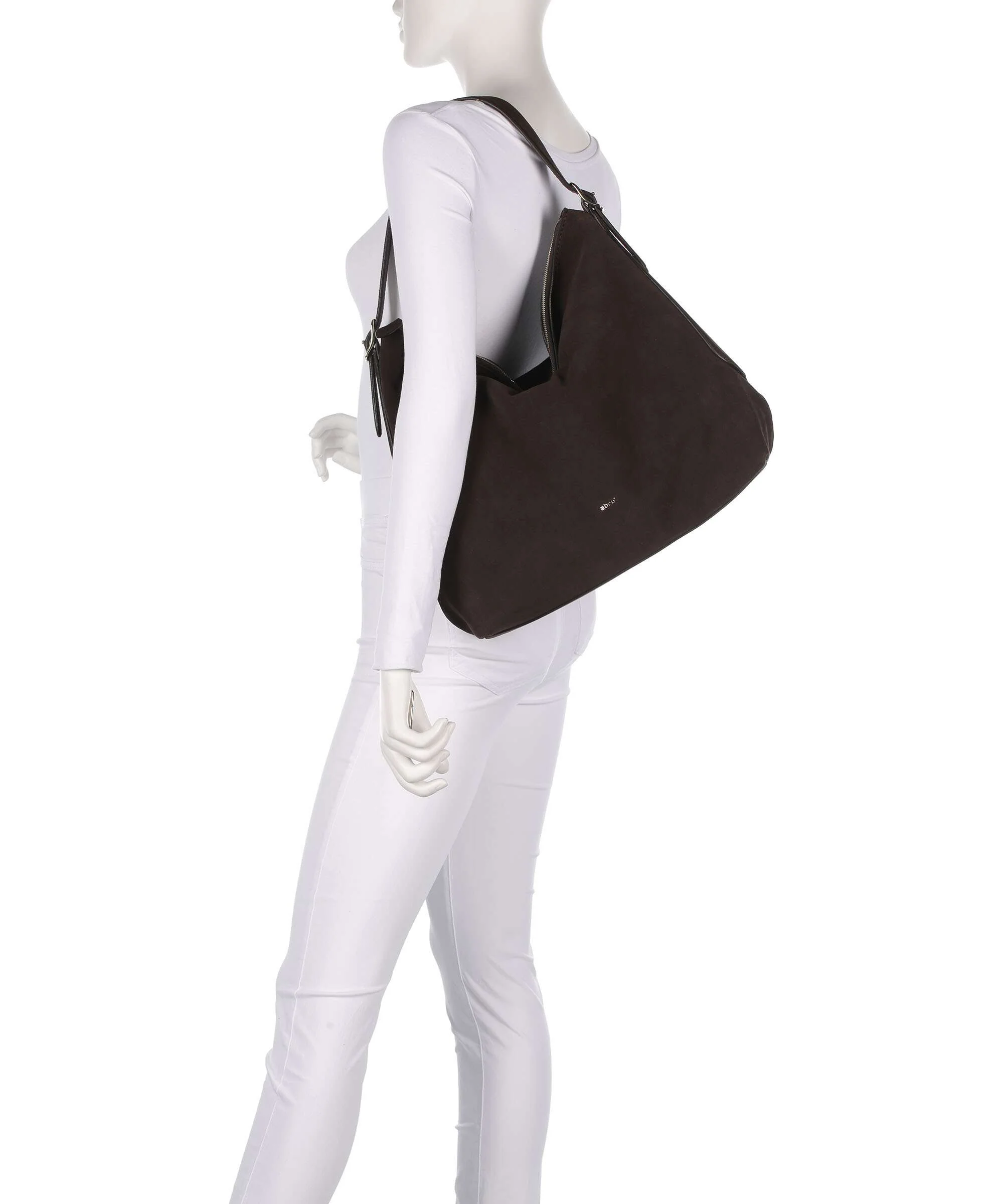Abro Suede Carina Hobo bag dark brown - Image 3