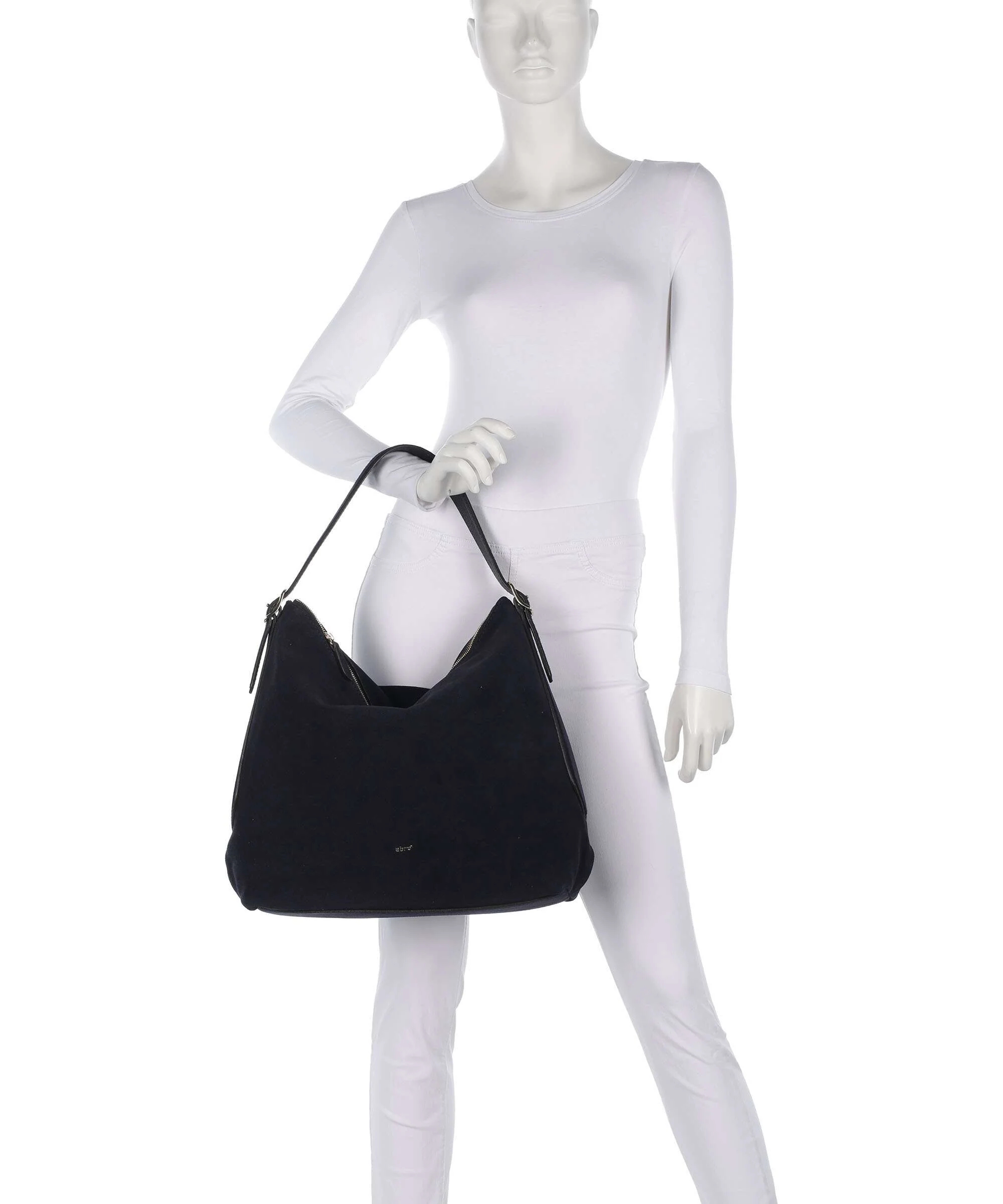 Abro Suede Carina Hobo bag navy - Image 3