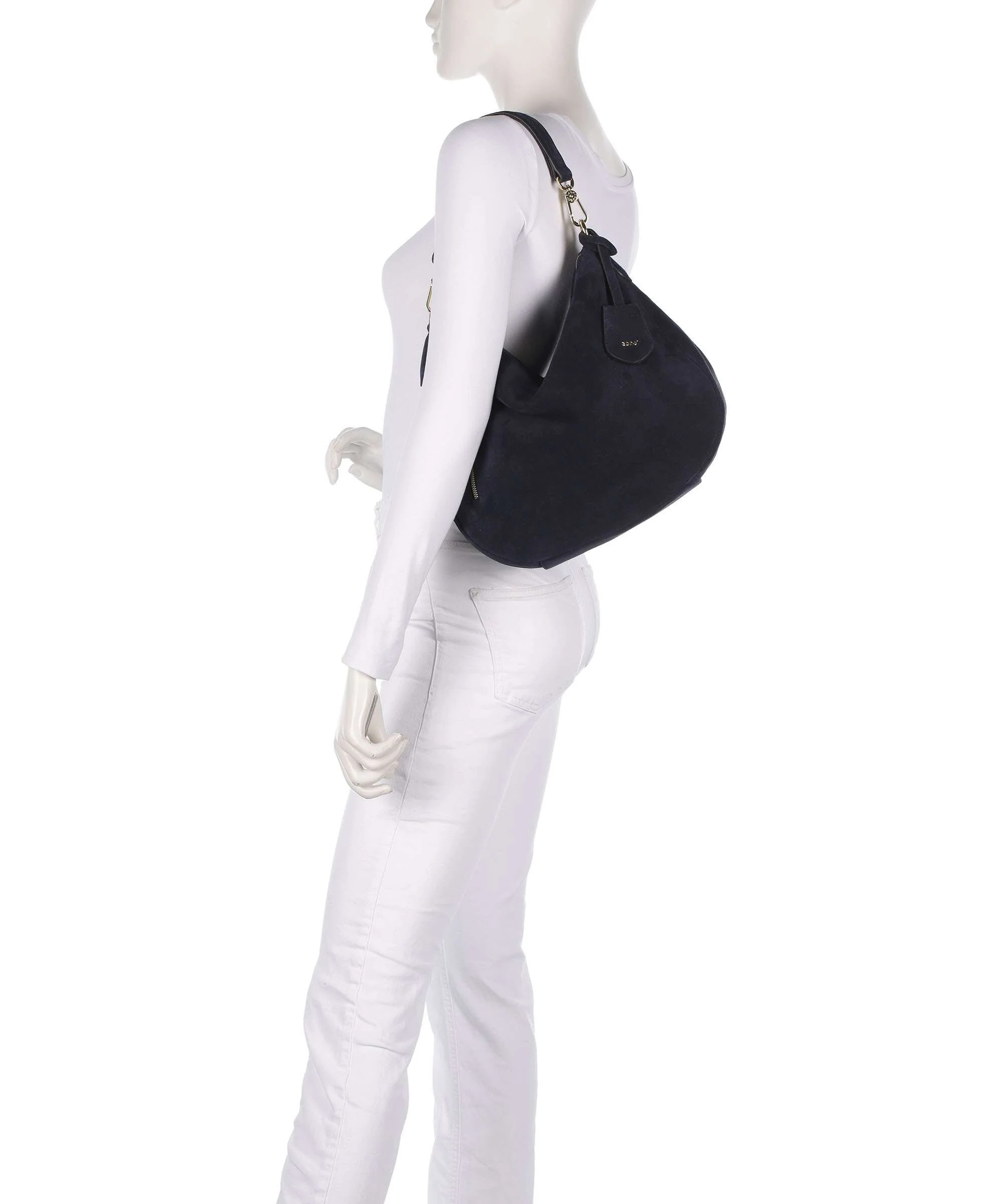 Abro Suede Juna Small Hobo bag navy - Image 3