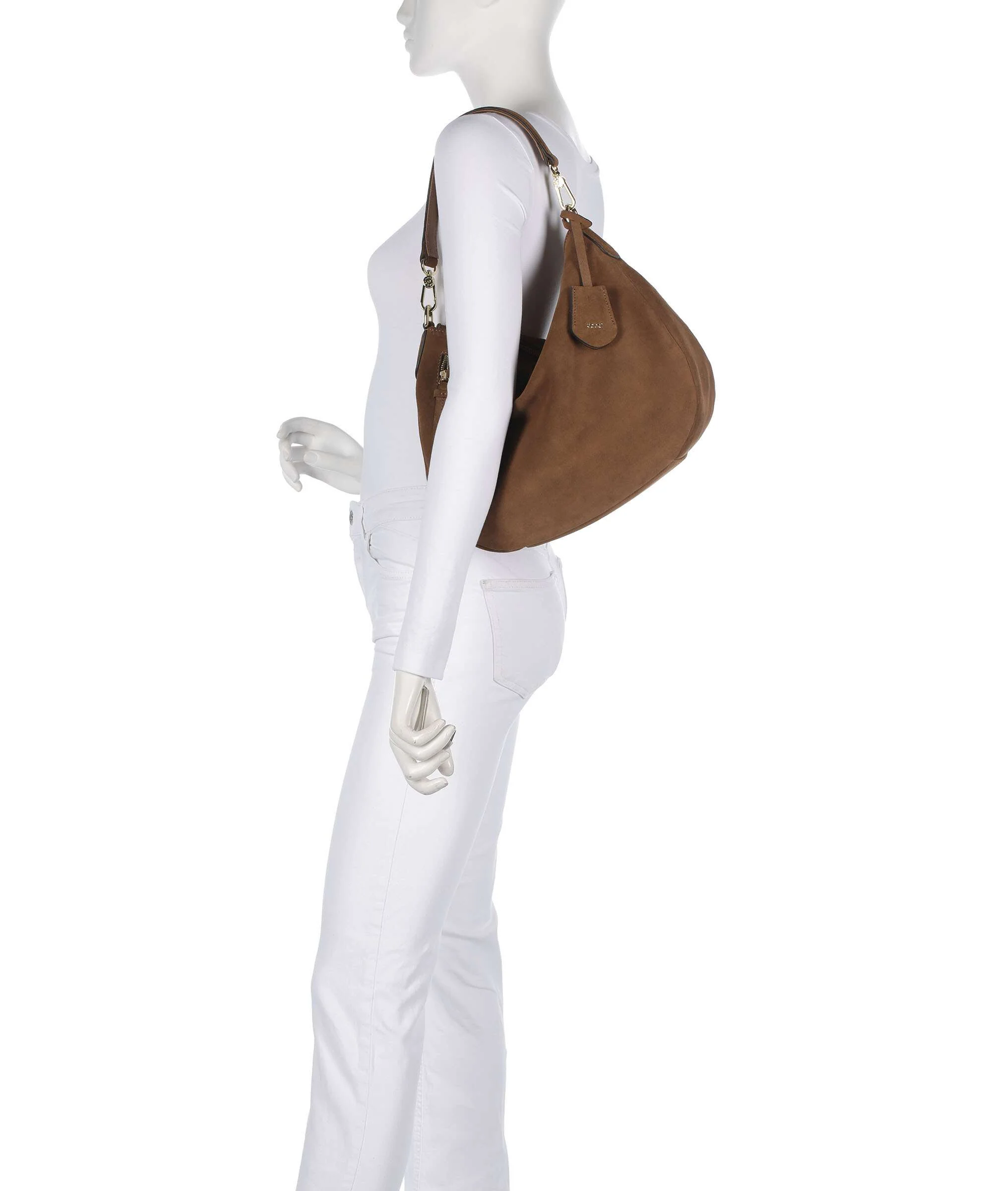 Abro Suede Juna Small Hobo bag camel - Image 3
