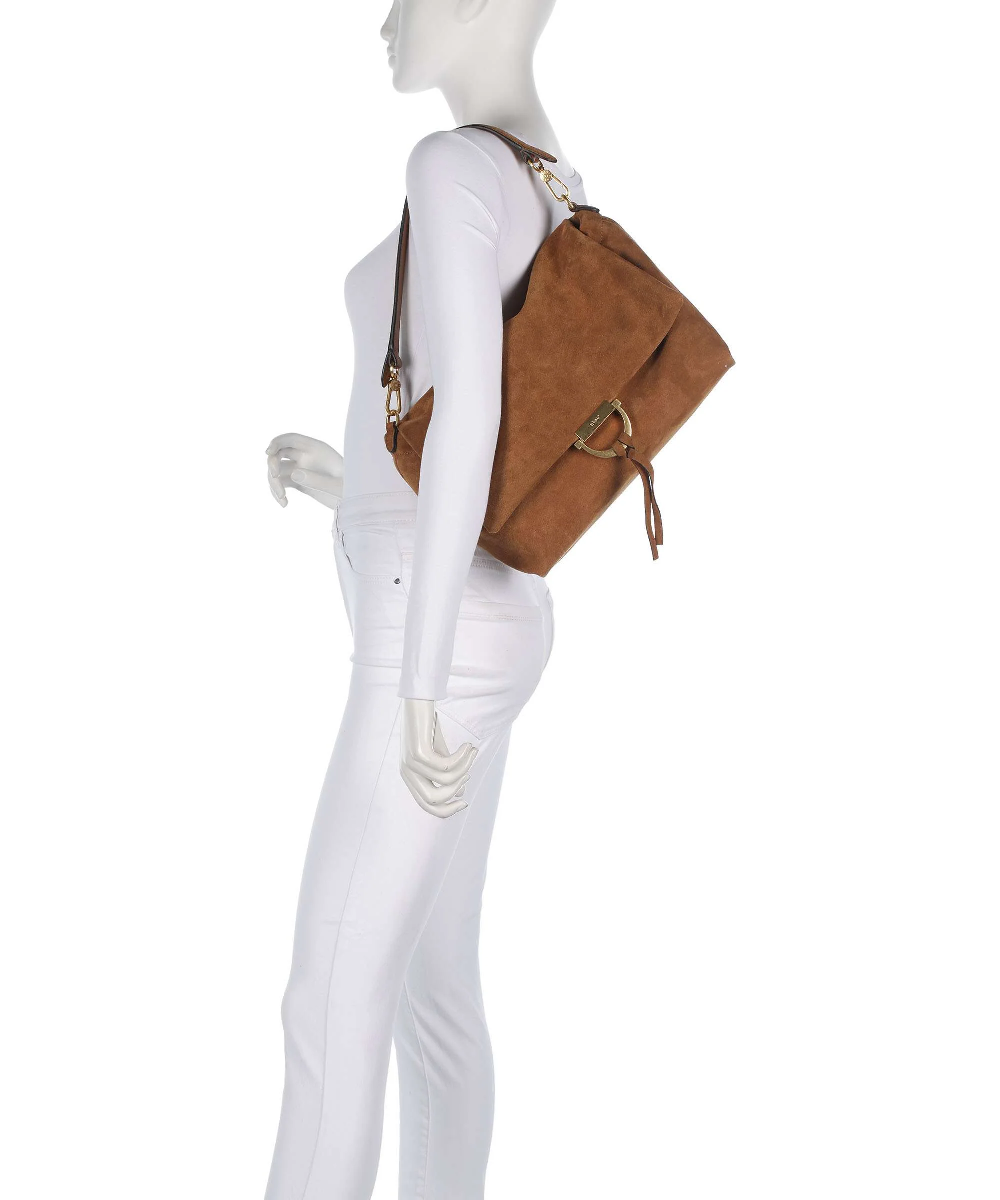 Abro Suede Temi Large Shoulder bag cuoio - Image 3
