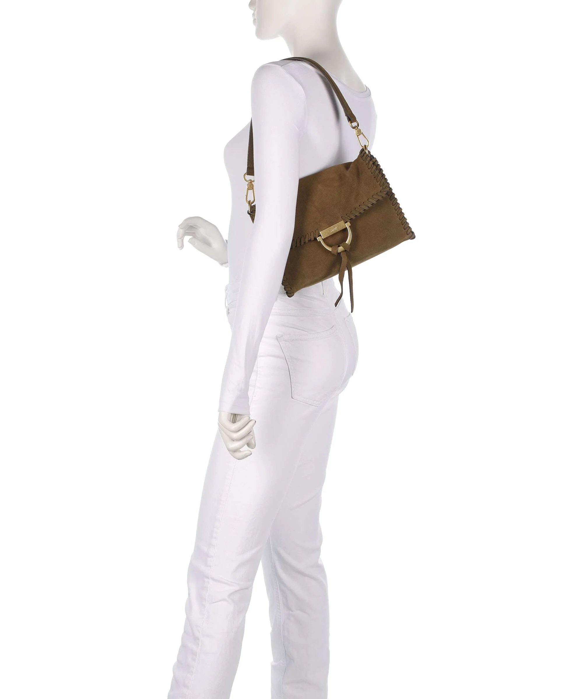Abro Suede Temi Stitch Shoulder bag military - Image 3