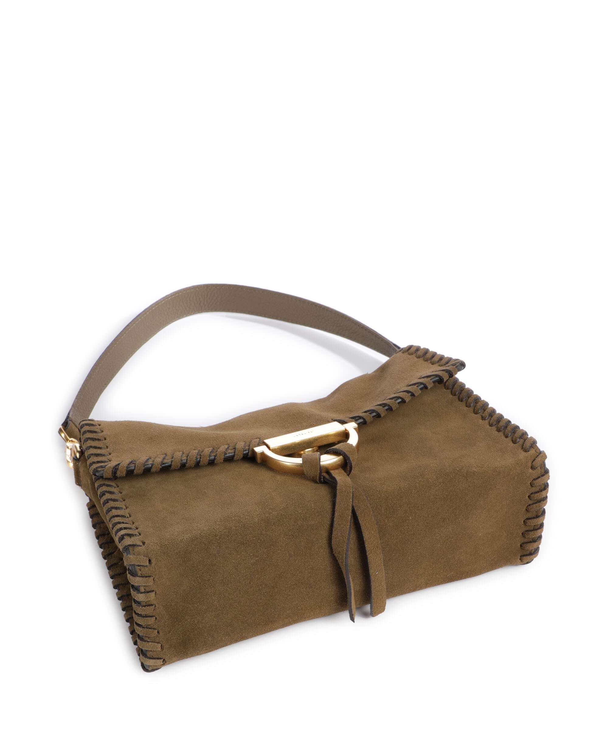 Abro Suede Temi Stitch Shoulder bag military - Image 5