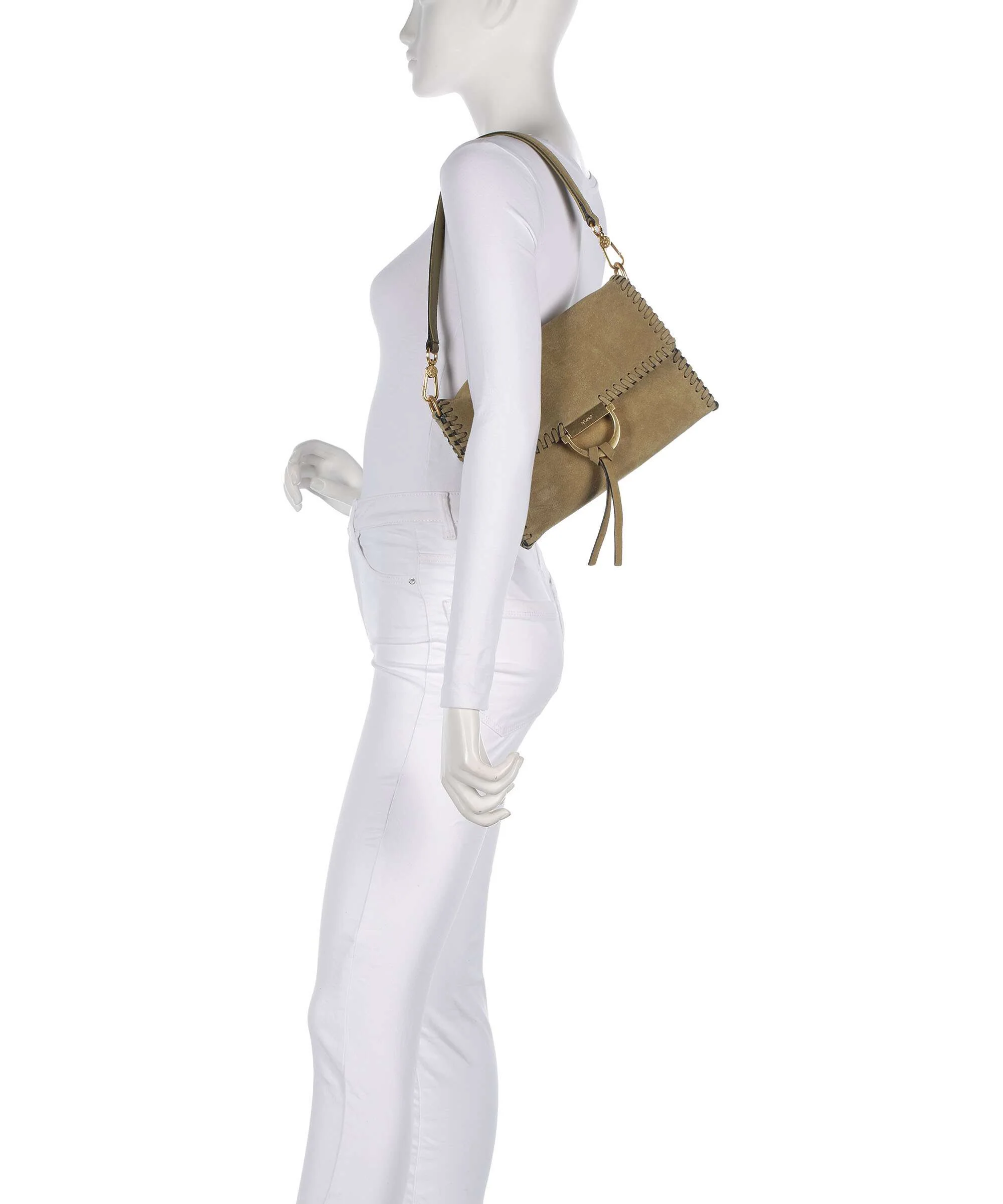 Abro Suede Temi Stitch Shoulder bag mud - Image 3