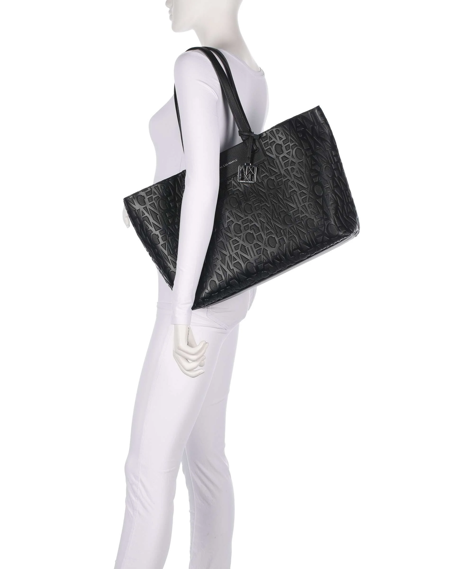 Armani Exchange Liz Monogram L Tote bag black - Image 3