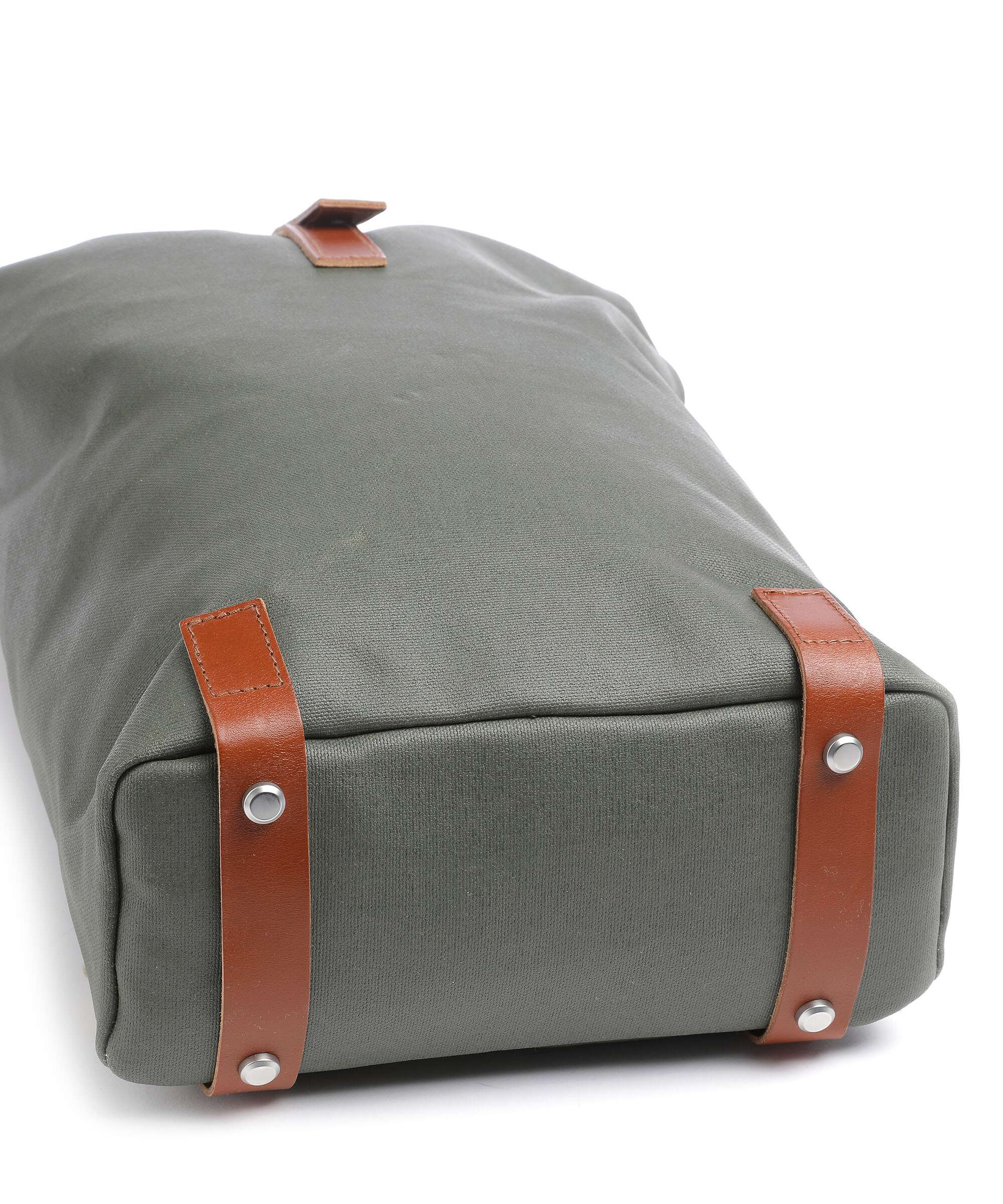 Brooks England Pickwick Cotton Canvas Small Rolltop backpack sage green/honey details - Image 6