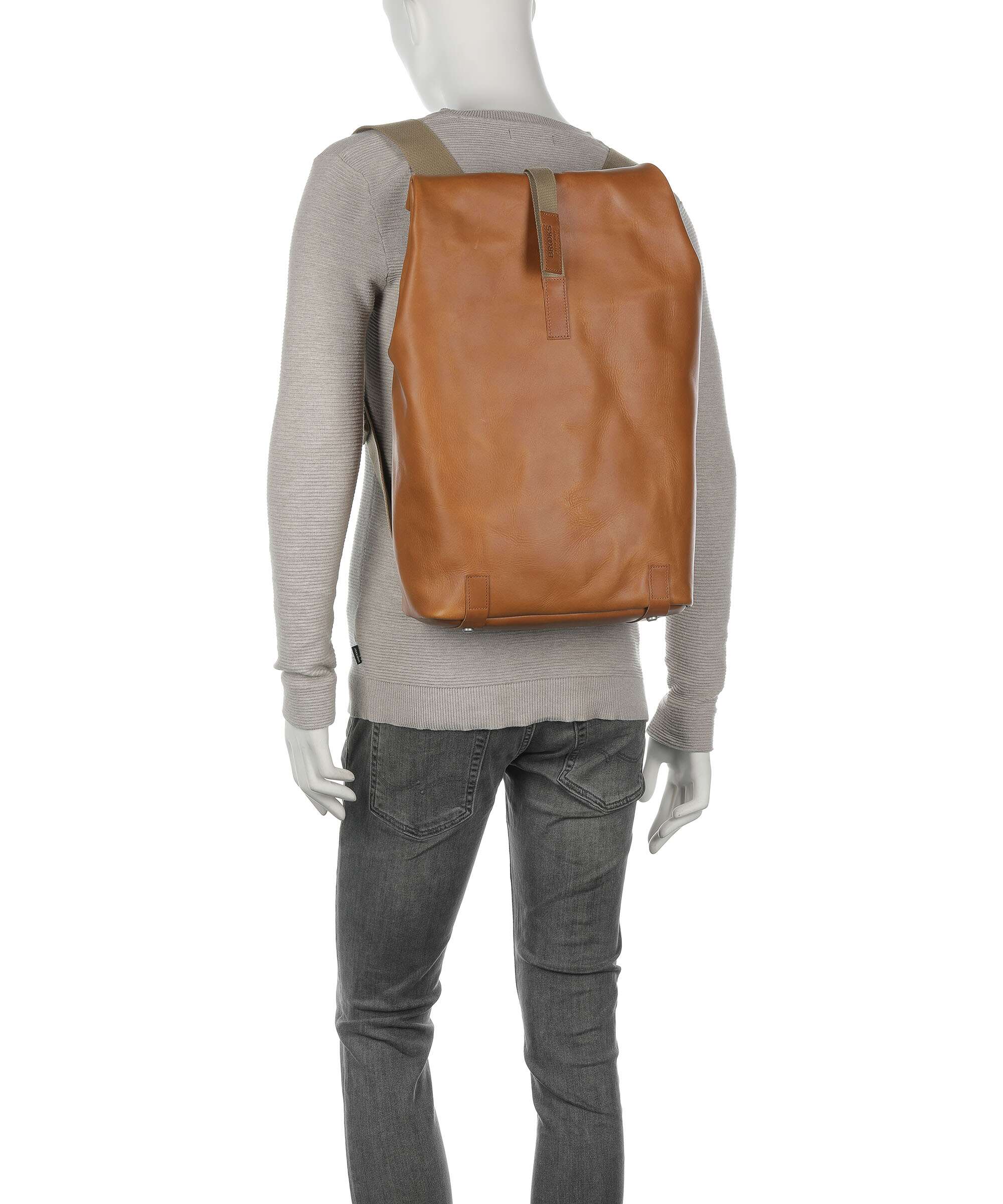 Brooks England Pickwick Leather Large Rolltop backpack cognac - Image 3
