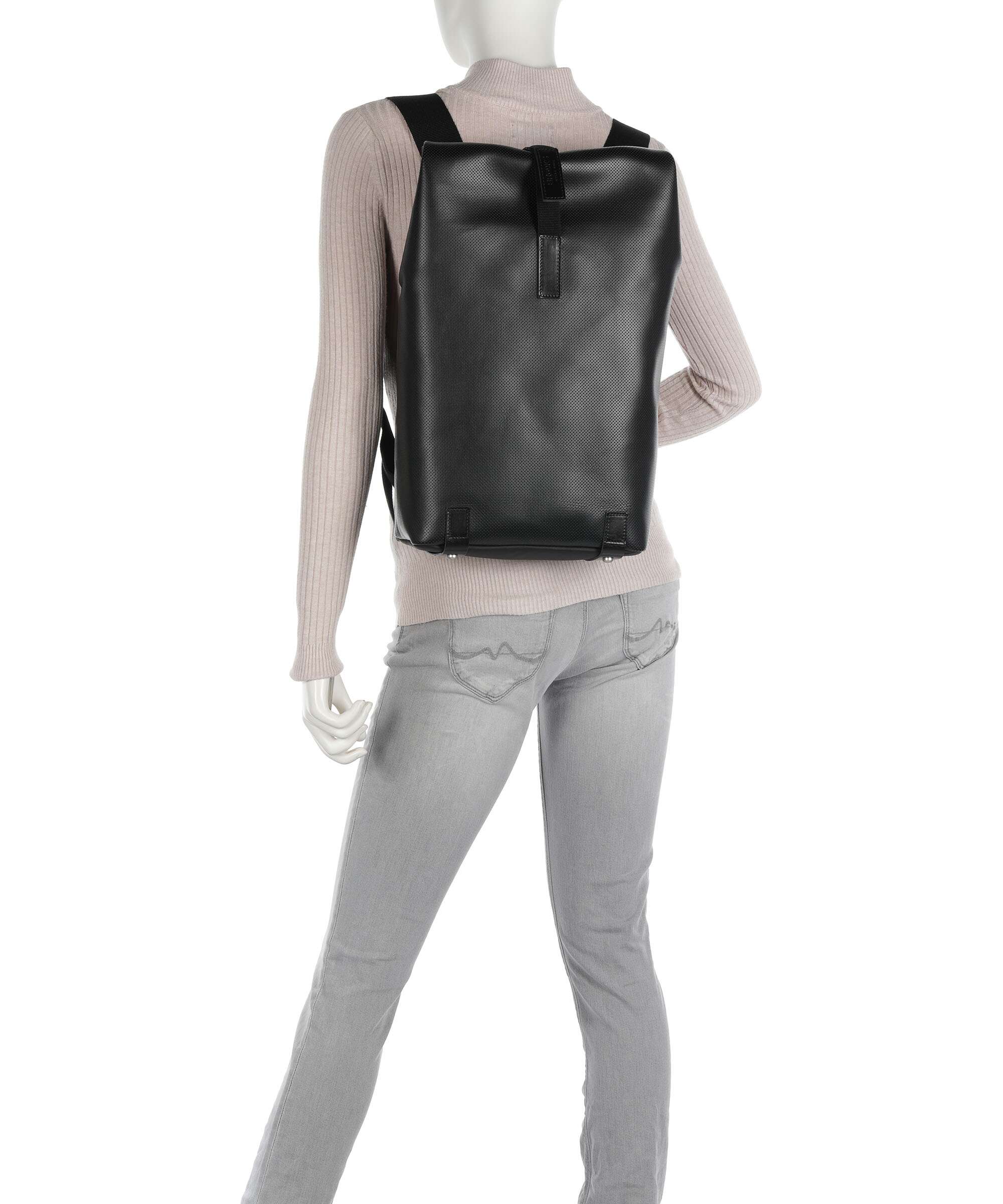 Brooks England Pickwick Reflective Leather Small Rolltop backpack black - Image 3