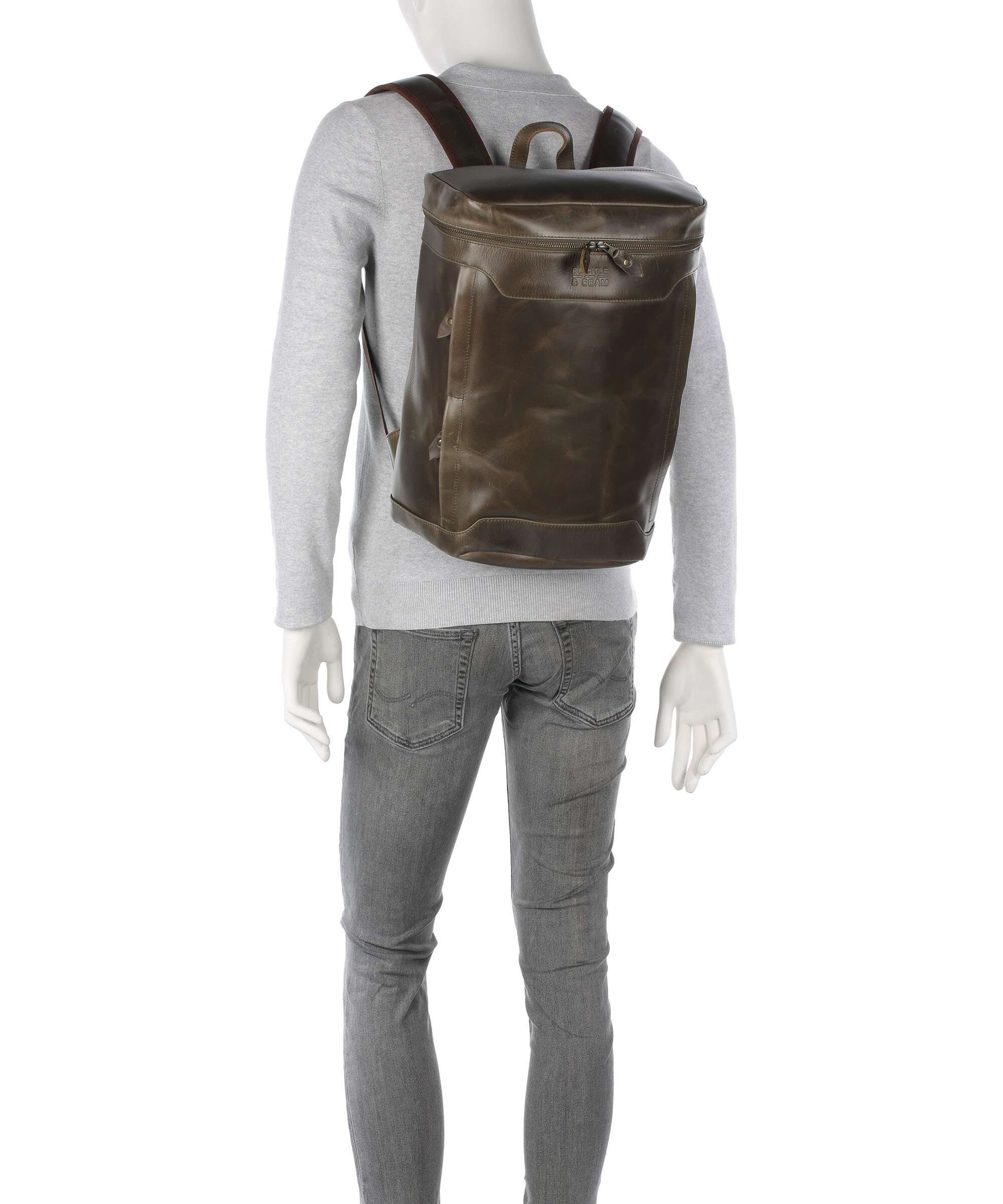 Buckle & Seam Crazy Horse Siwa Backpack olive - Image 3