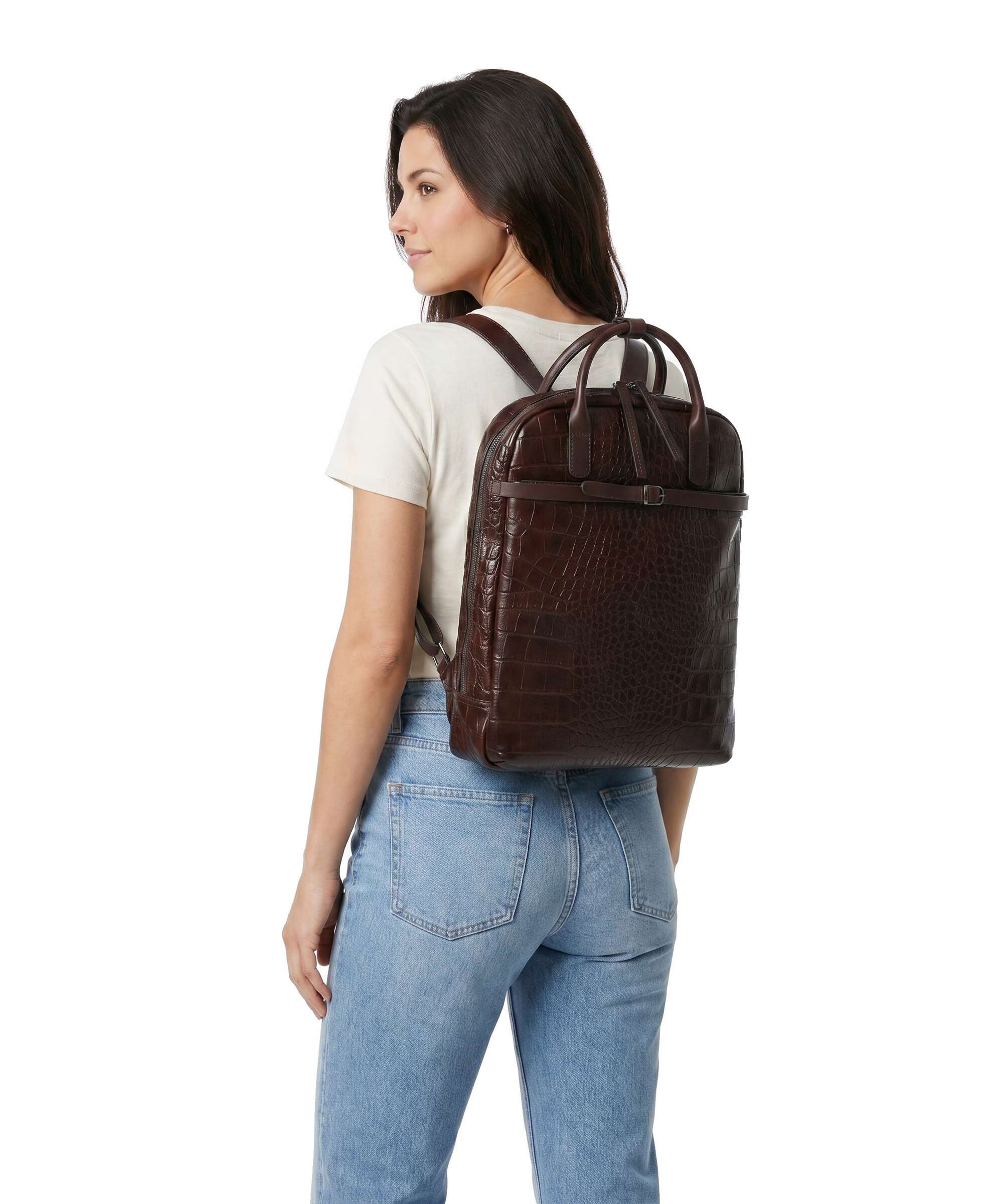 Castelijn & Beerens Croco Emma Backpack mocca - Image 3