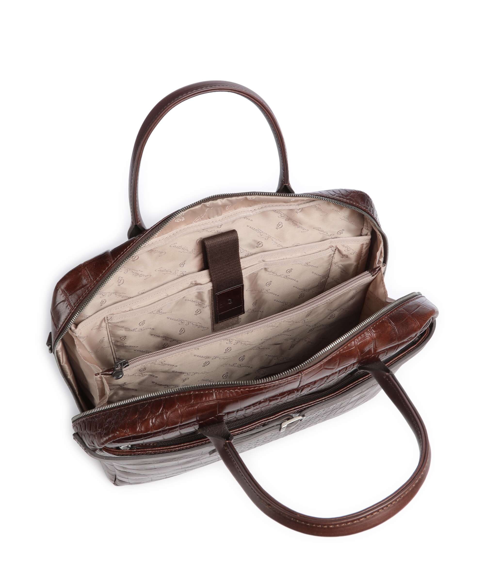 Castelijn & Beerens Croco Lisa Briefcase mocca - Image 6