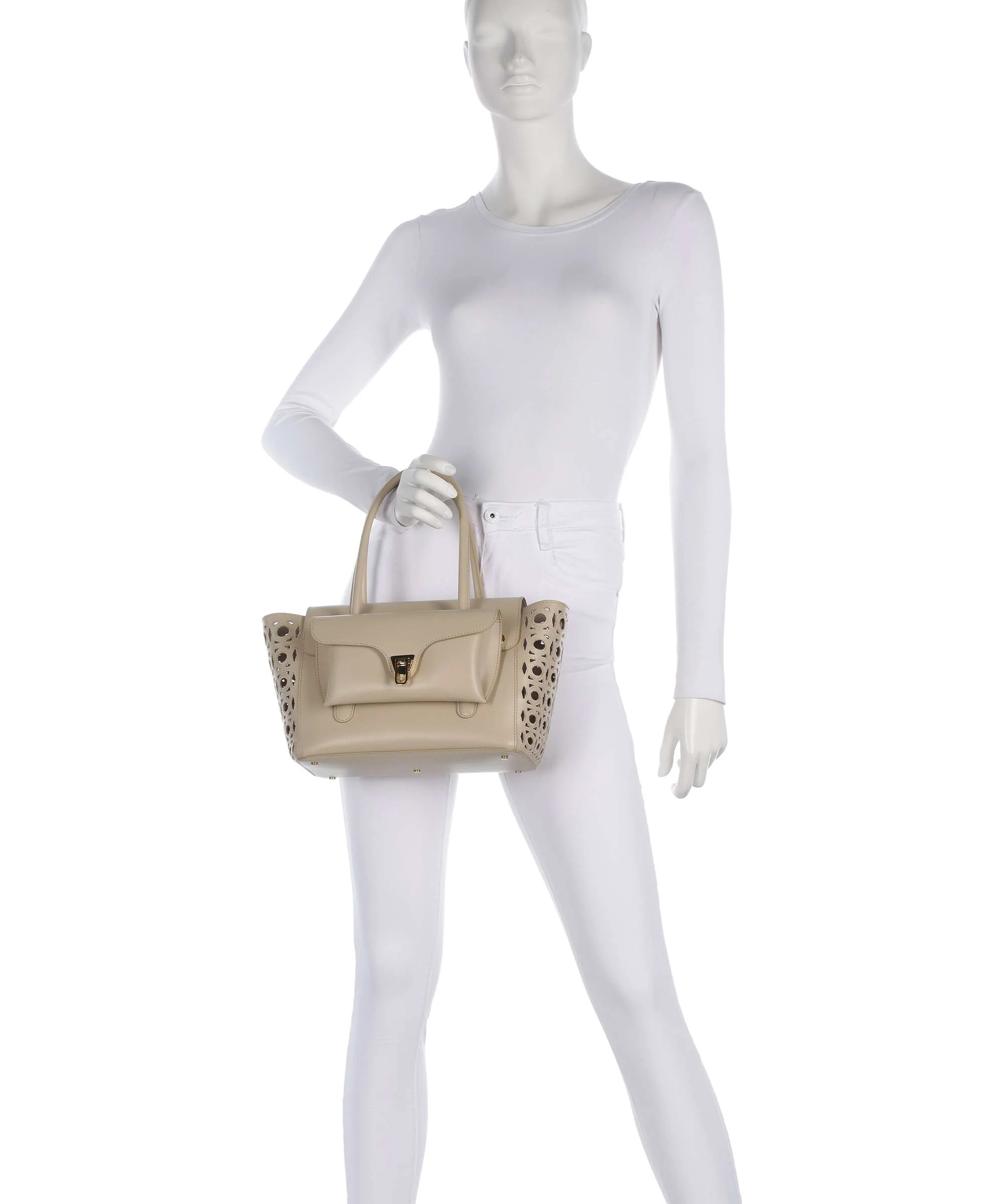 Coccinelle Beat Double Monogram Handbag sandshell - Image 3