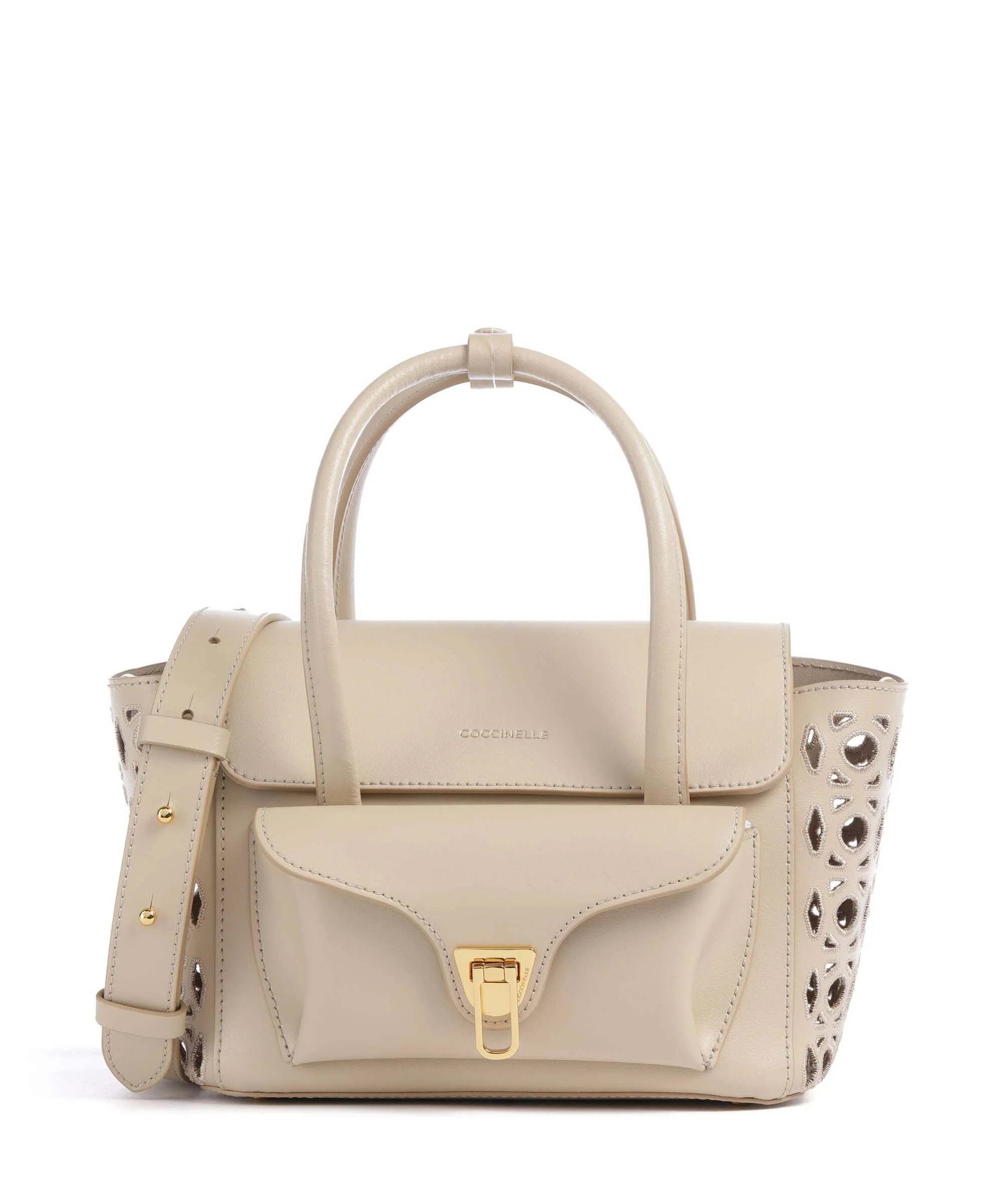 Coccinelle Beat Double Monogram Handbag sandshell