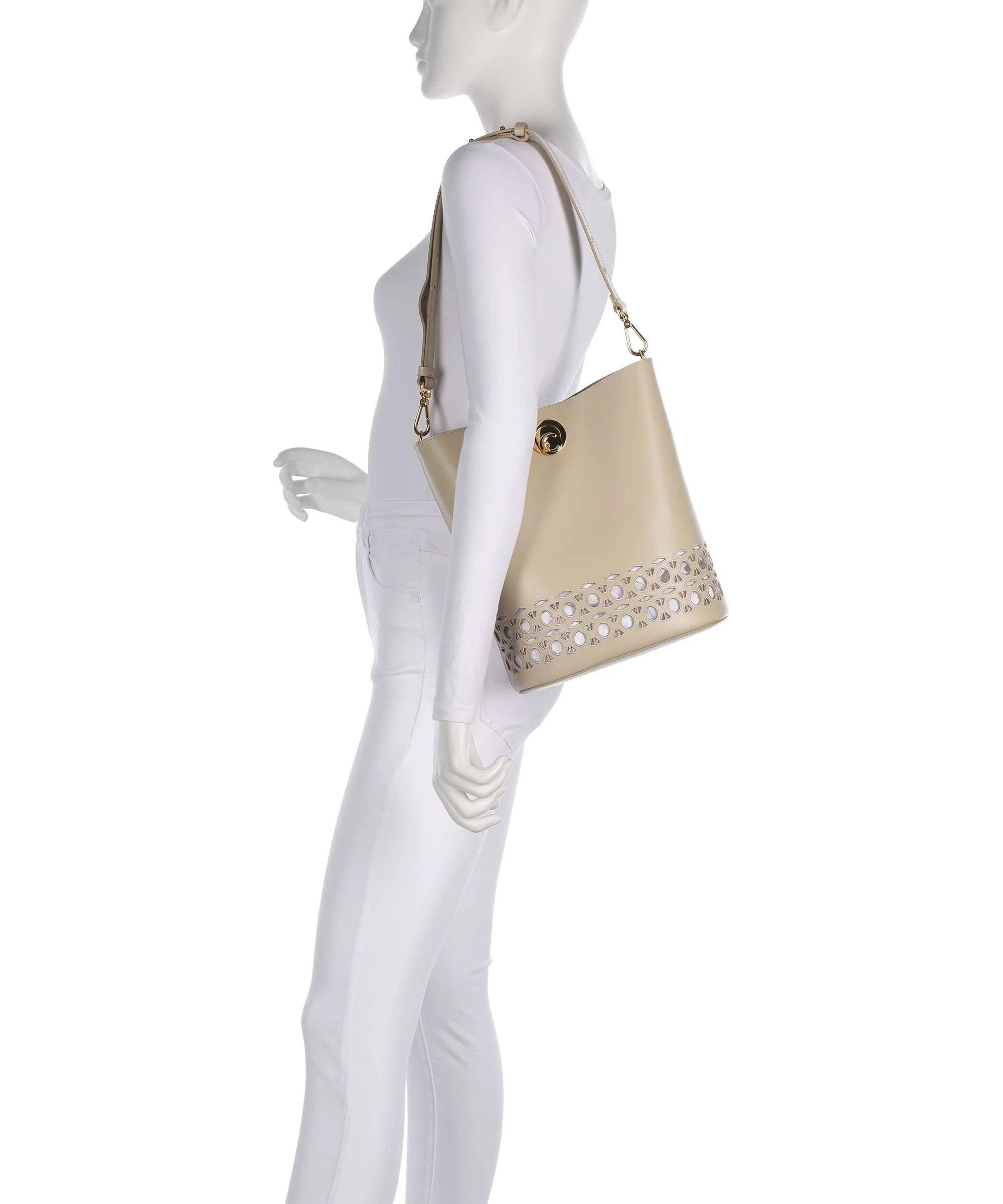 Coccinelle Nikla Monogram Sangallo Bucket bag sandshell - Image 3