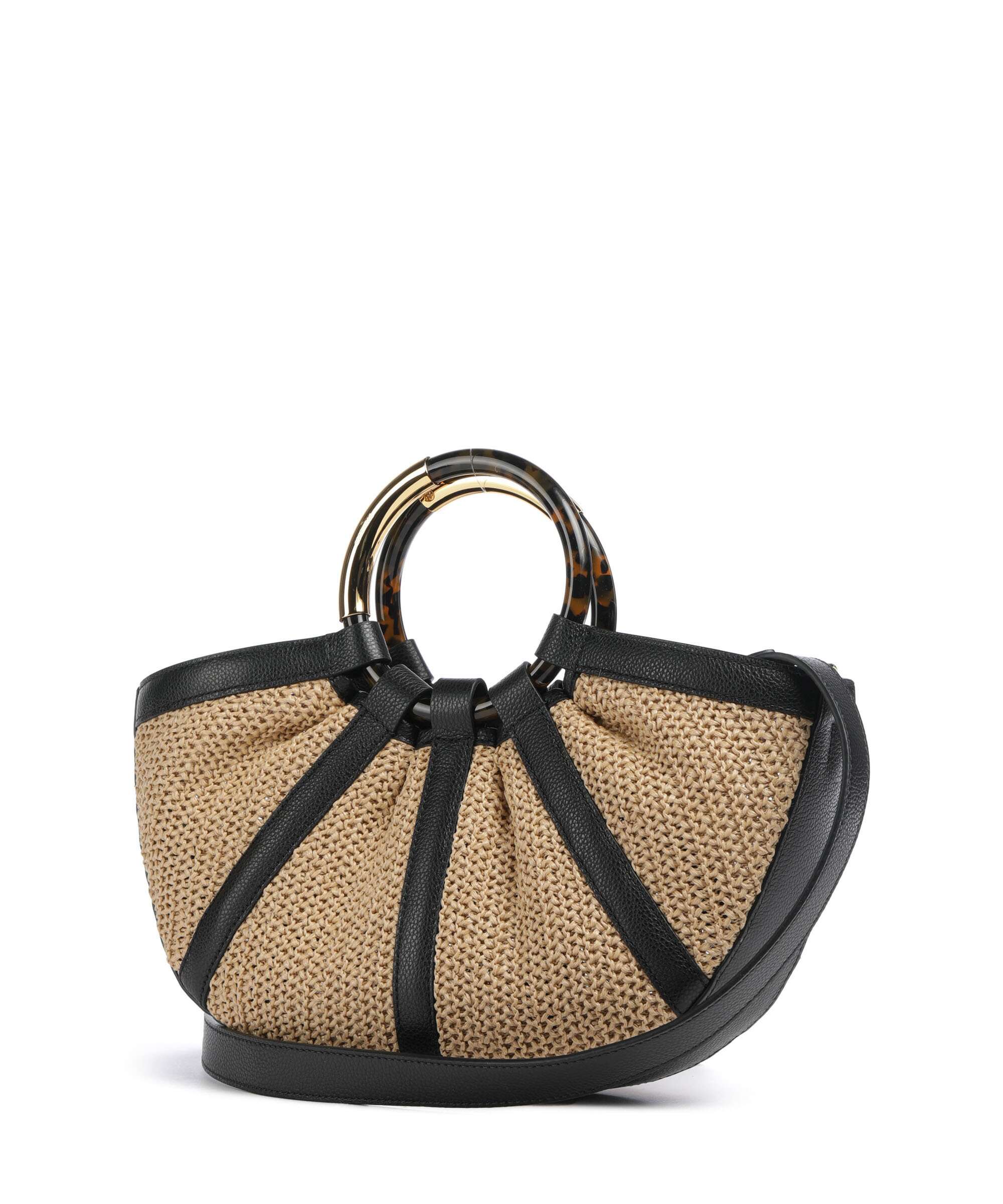 Coccinelle Shell Straw Handbag natural/noir - Image 2