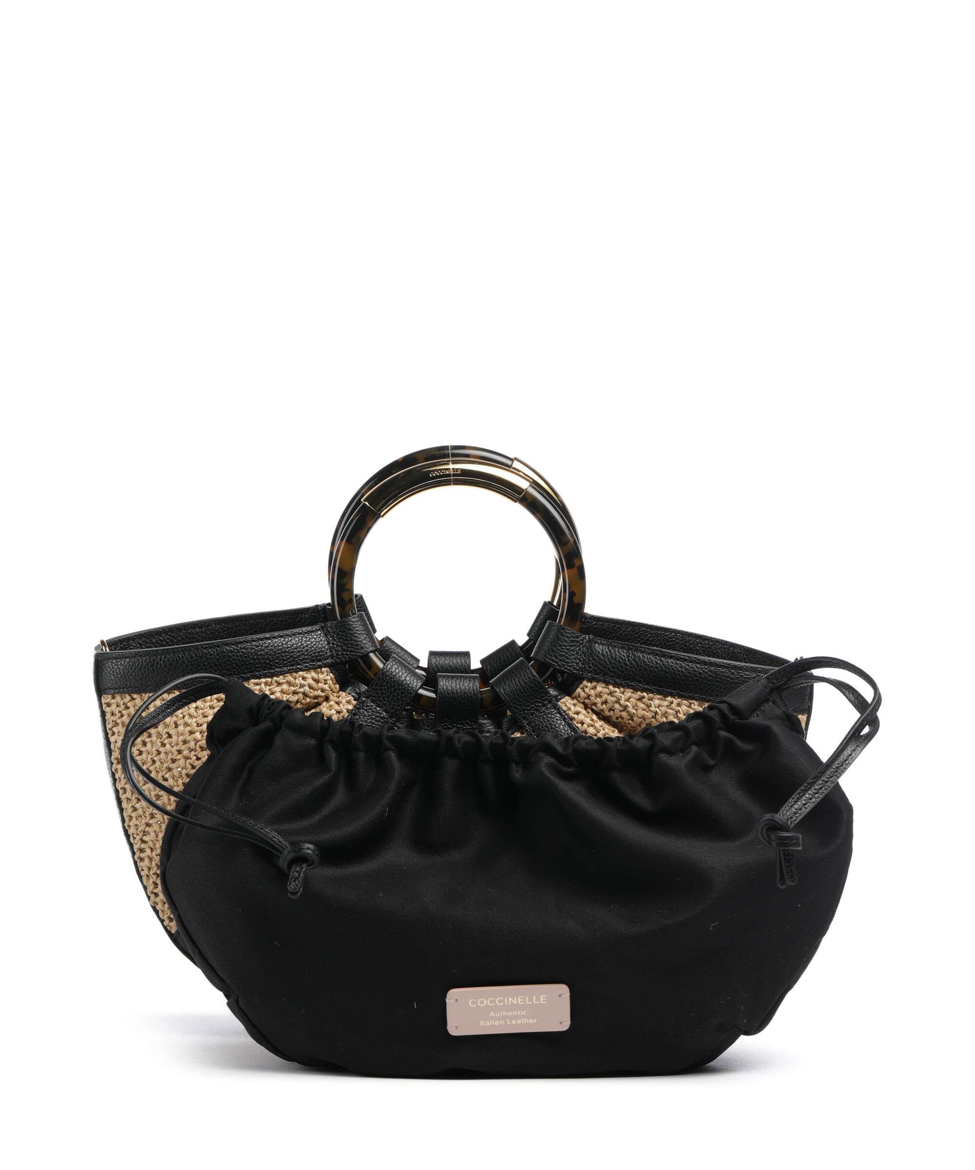 Coccinelle Shell Straw Handbag natural/noir - Image 4