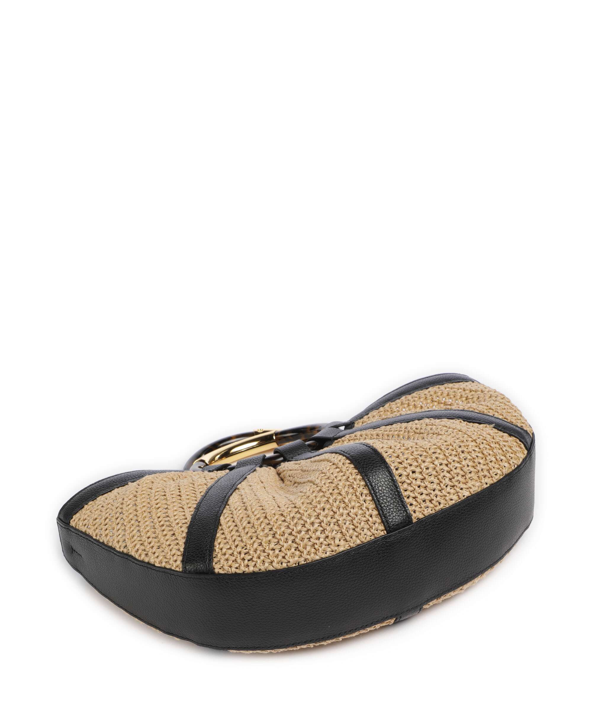 Coccinelle Shell Straw Handbag natural/noir - Image 5