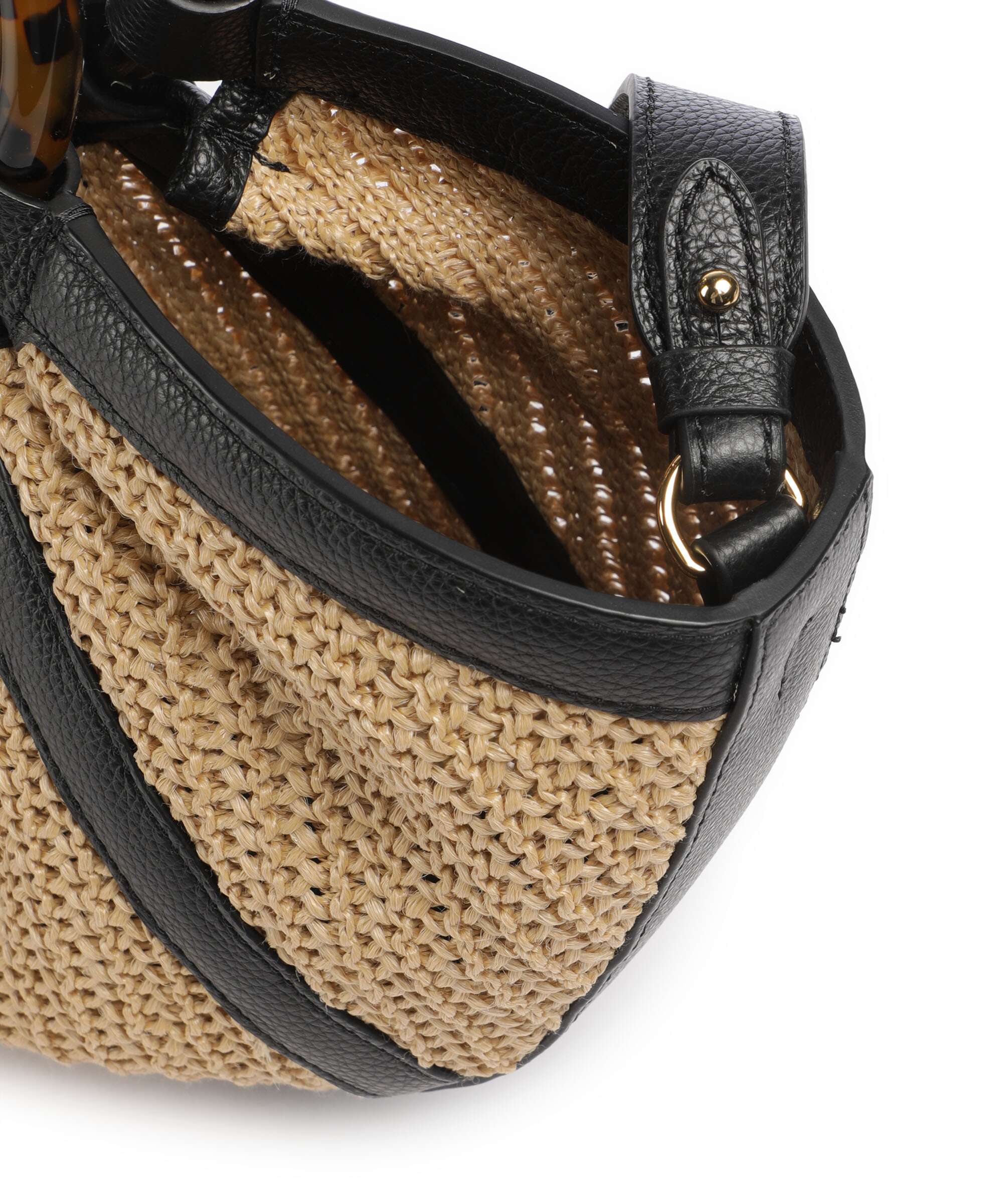Coccinelle Shell Straw Handbag natural/noir - Image 6