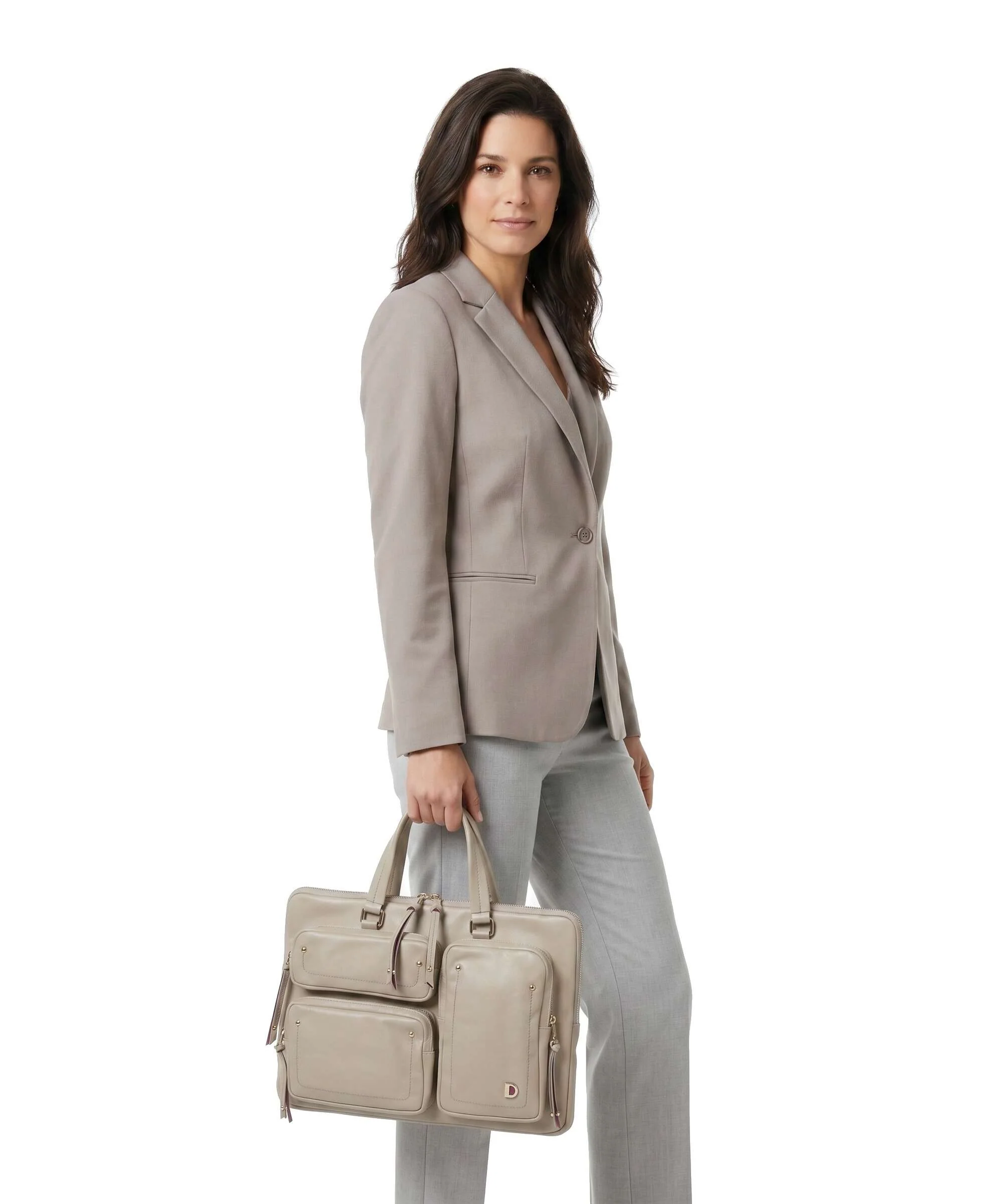 DuDu Bags Pocket Dots Laptop bag sand grey - Image 3