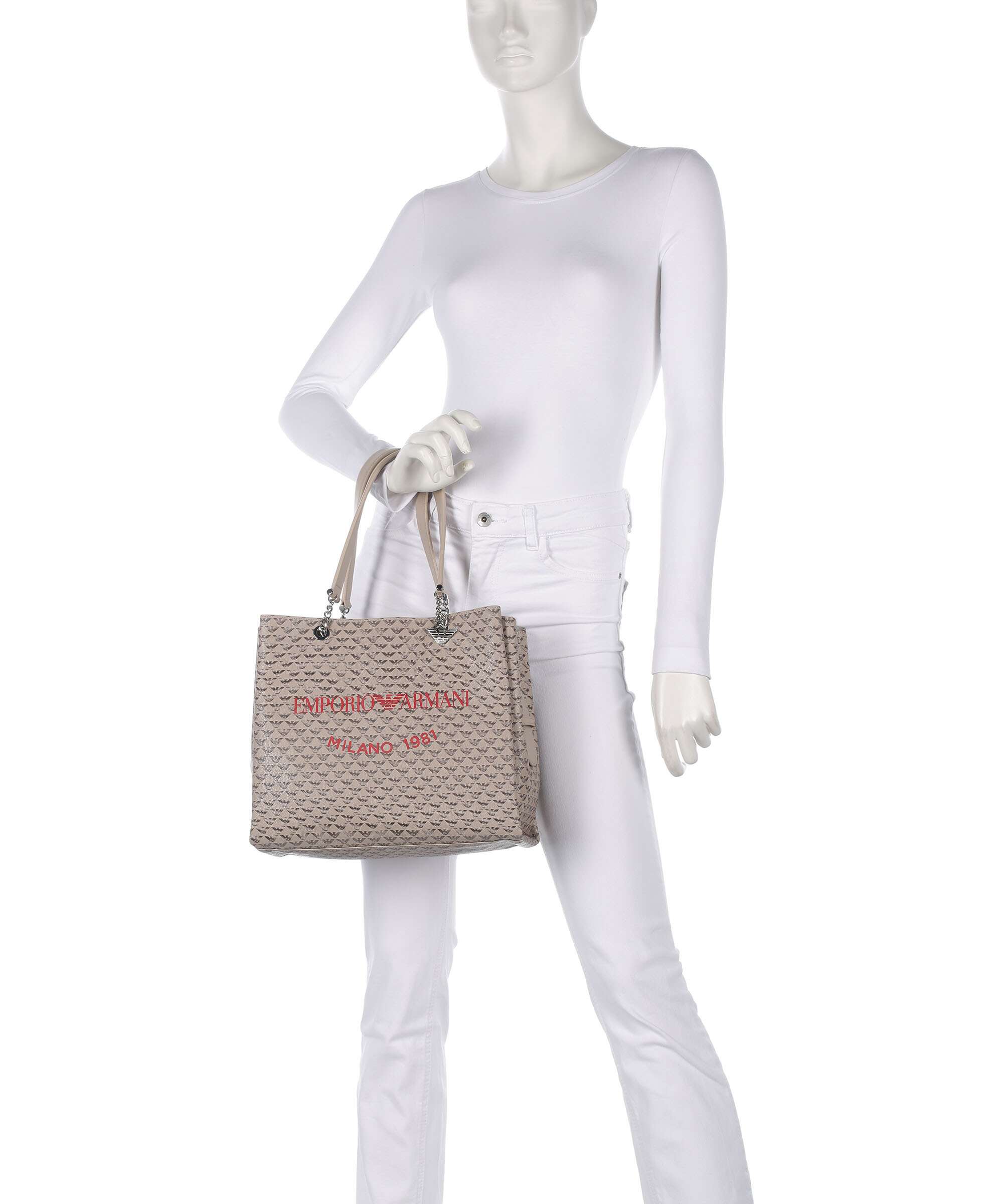 Emporio Armani Annie Tote bag ecru/moro/rosso - Image 3