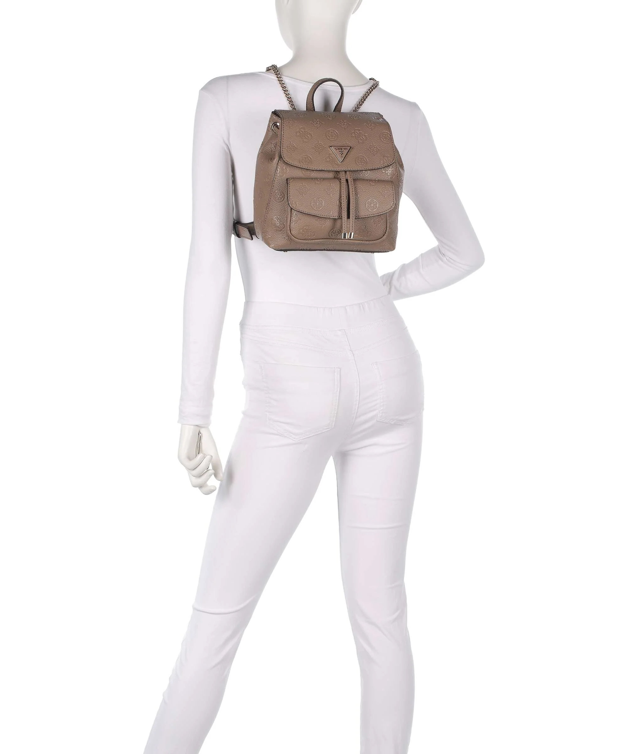 Guess Cresidia Backpack dark taupe logo - Image 3