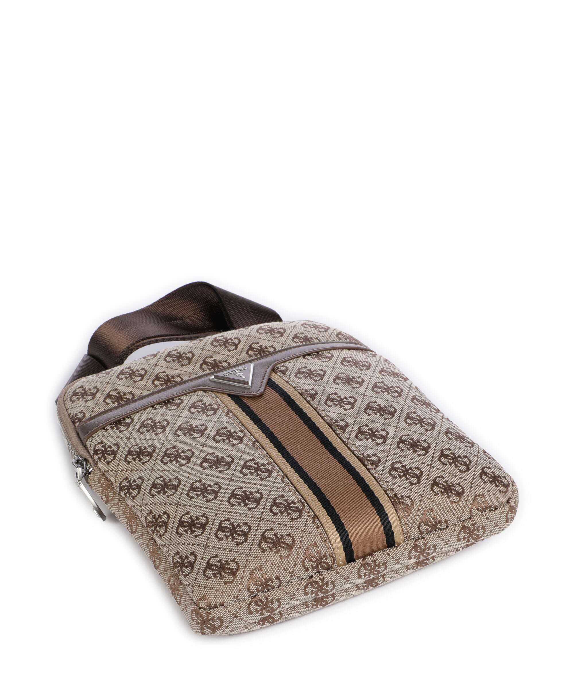 Guess Milano 4G Jacquard Stripe Crossbody bag beige/brown - Image 5
