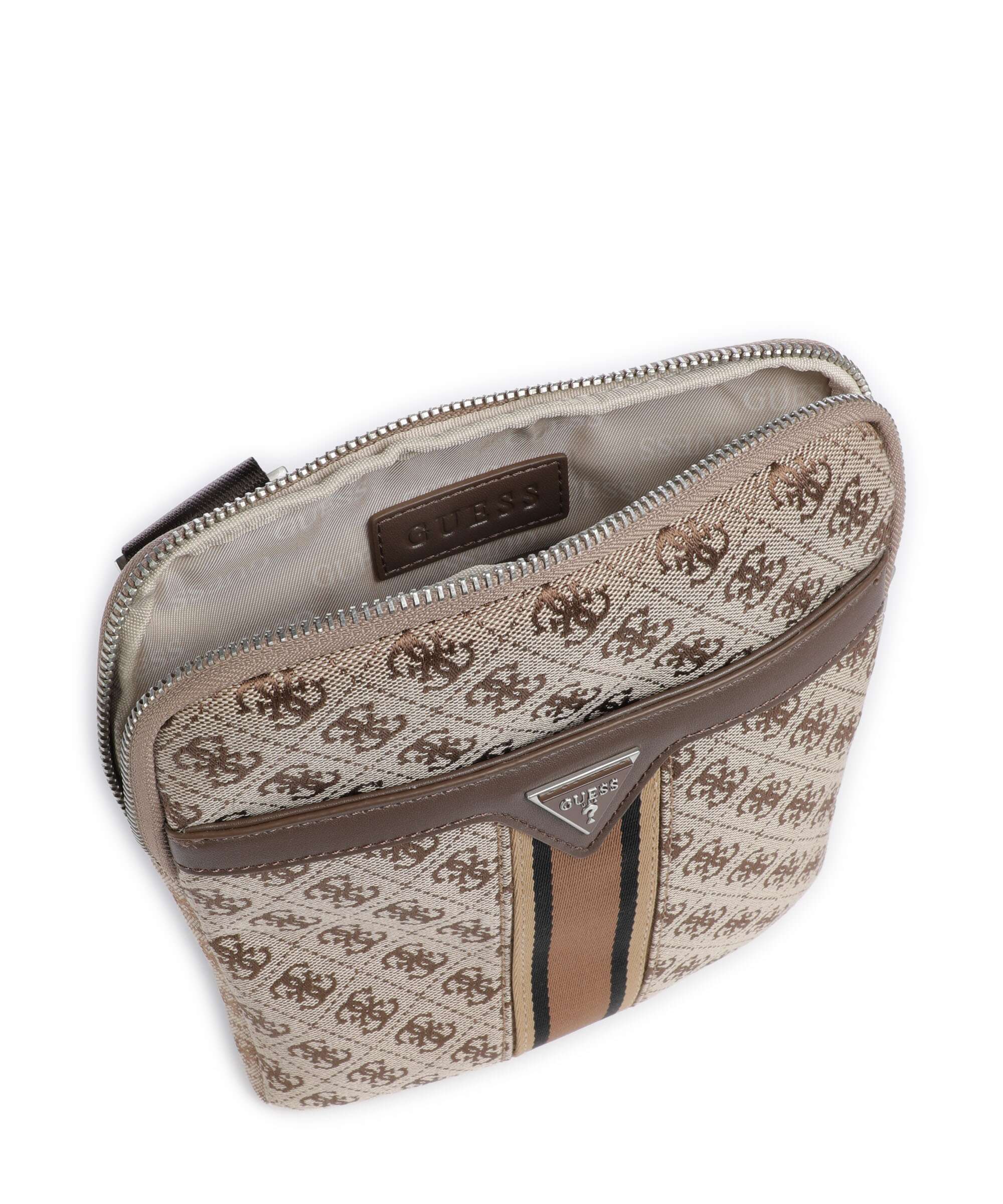 Guess Milano 4G Jacquard Stripe Crossbody bag beige/brown - Image 6