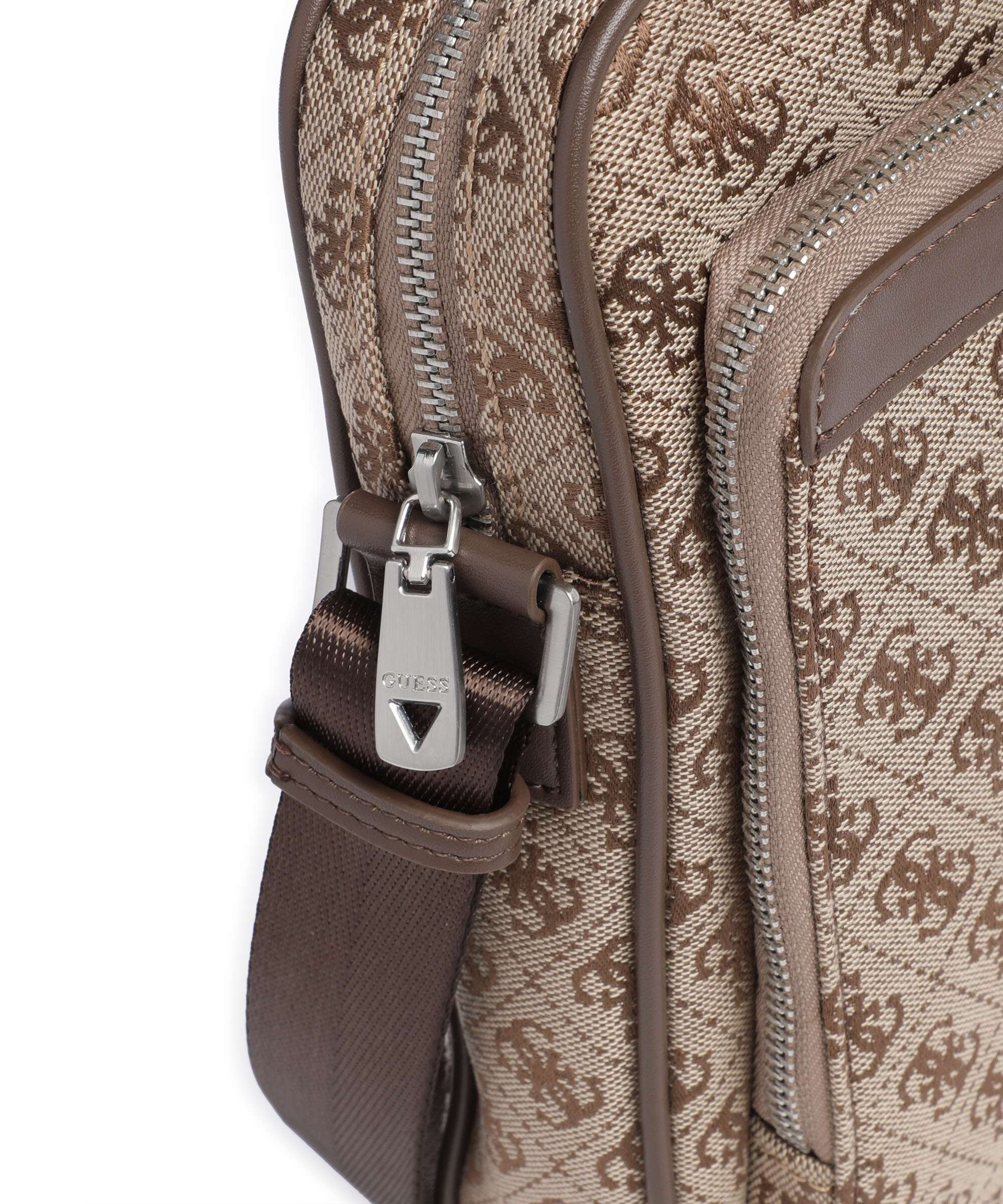 Guess Milano 4G Jacquard Stripe Crossbody bag beige/brown - Image 4