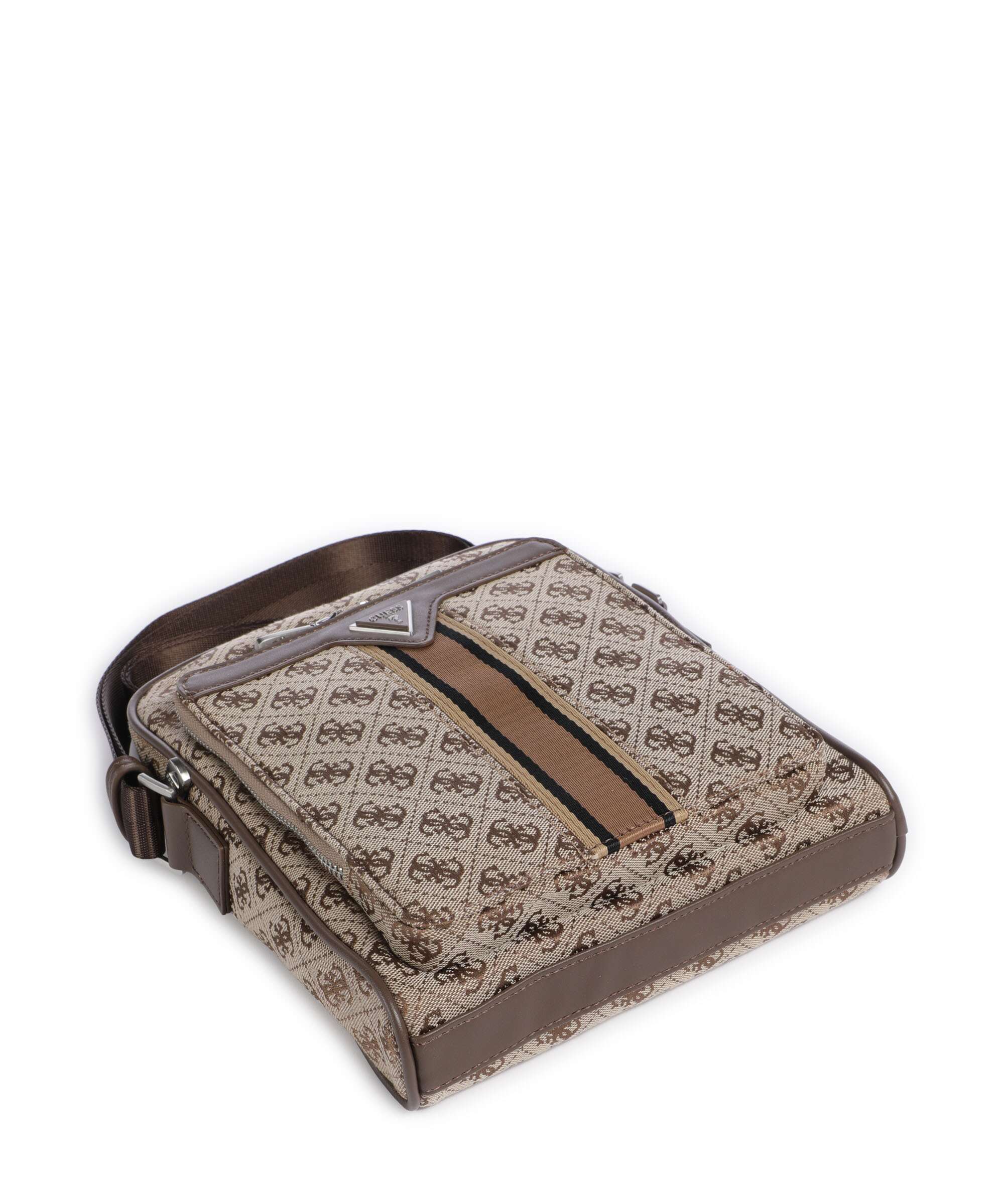 Guess Milano 4G Jacquard Stripe Crossbody bag beige/brown - Image 5