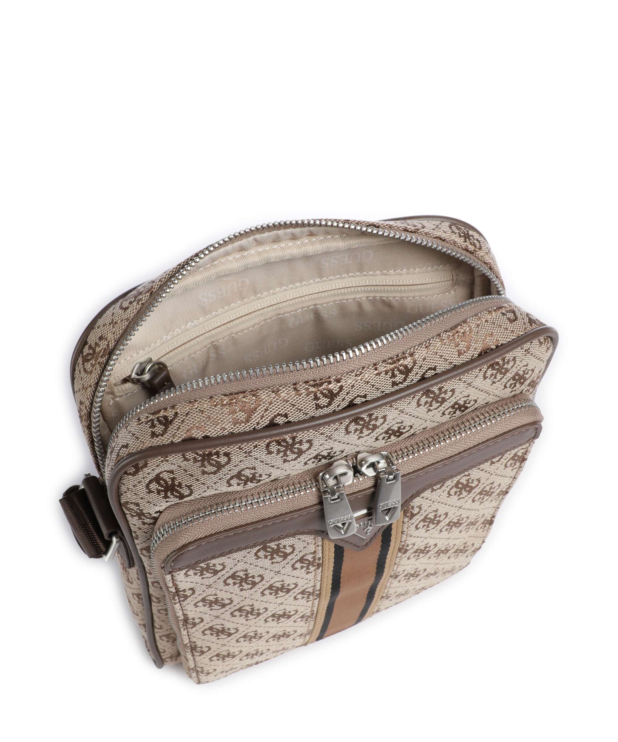 Guess Milano 4G Jacquard Stripe Crossbody bag beige/brown - Image 6