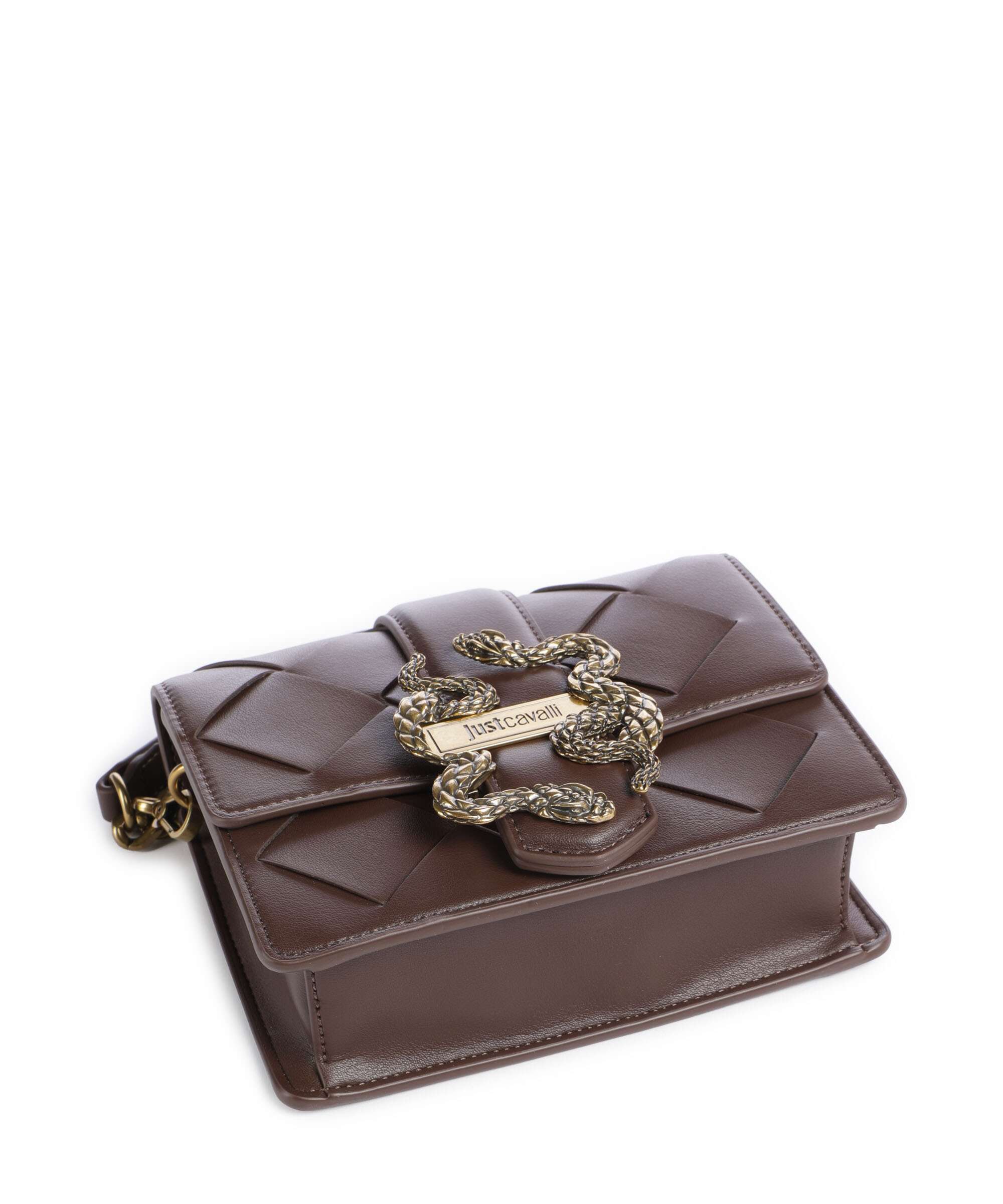 Just Cavalli Iconic Snakes Braided Crossbody bag black coffee - Image 5