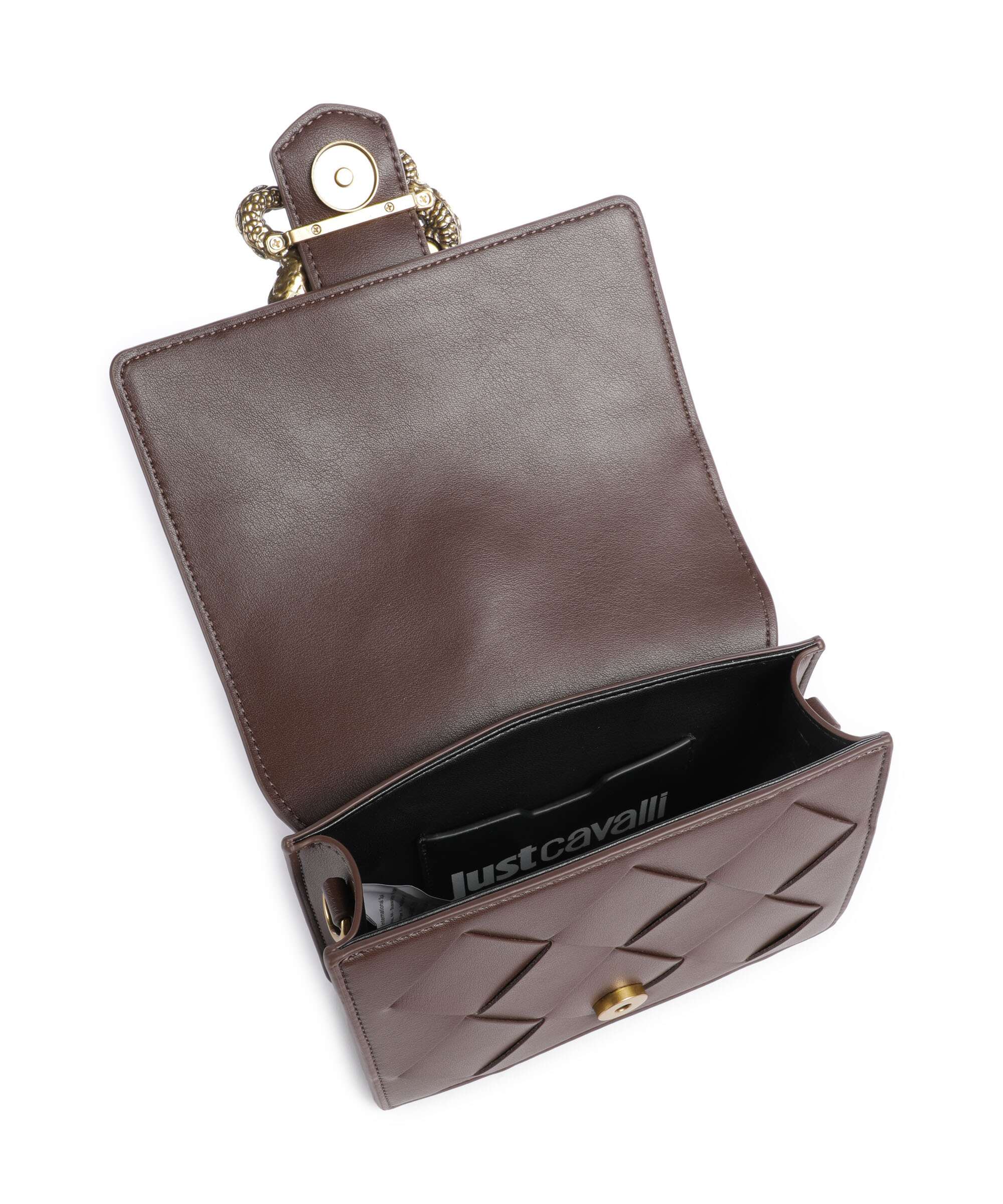 Just Cavalli Iconic Snakes Braided Crossbody bag black coffee - Image 6