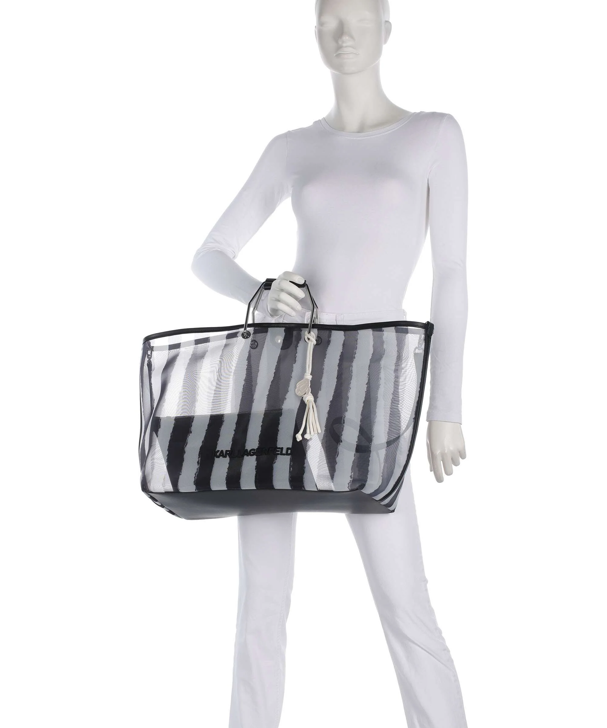 Karl Lagerfeld Ikon XXL Handbag black stripes - Image 3