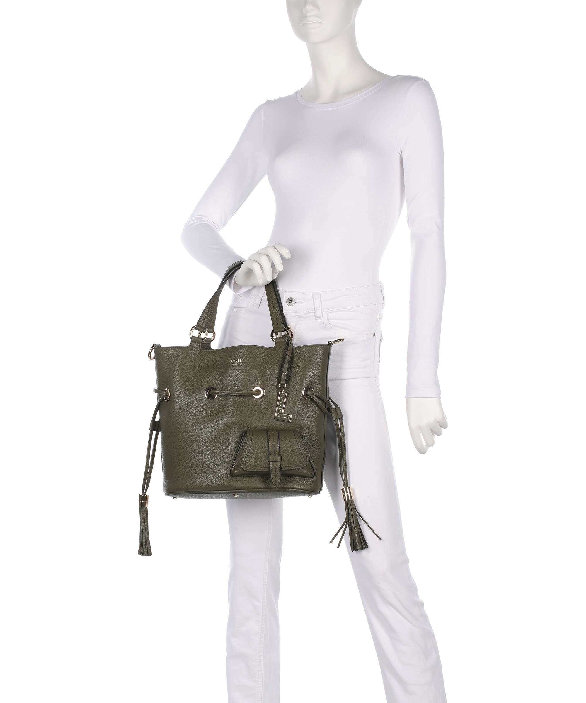 Lancel Premier Flirt M Bucket bag dark khaki - Image 4
