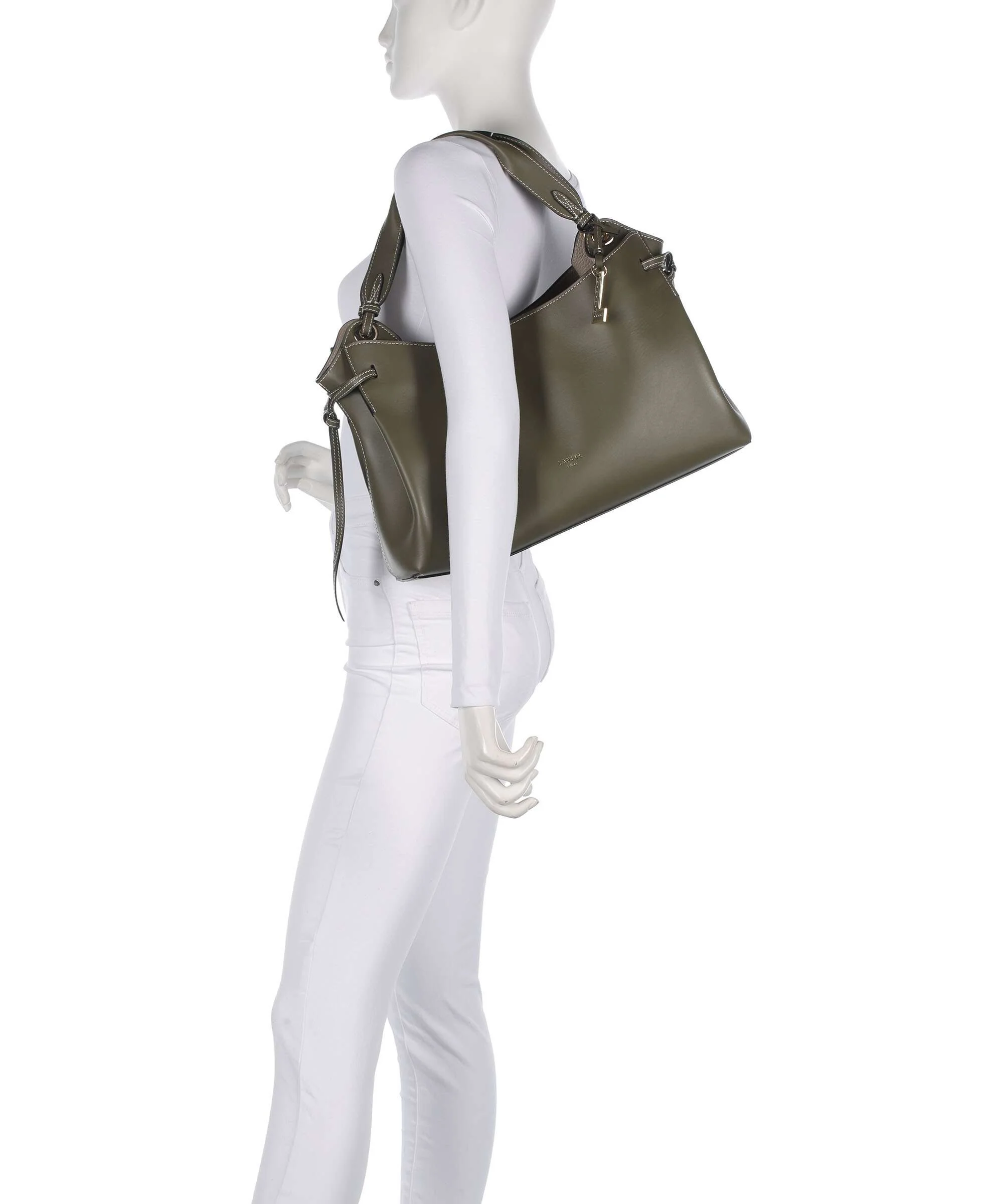 Lancel Swann M Hobo bag dark khaki - Image 3