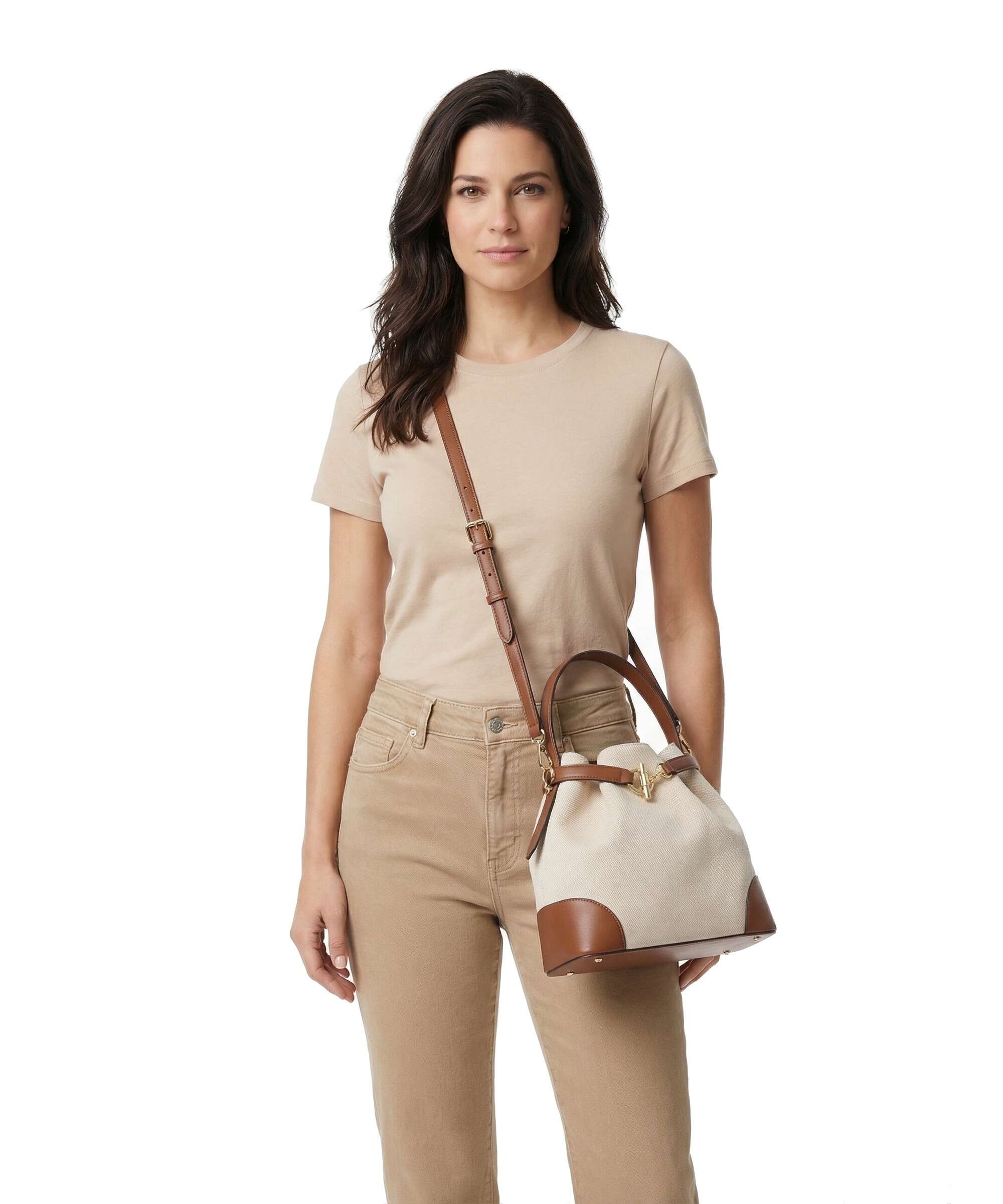 Lauren Ralph Lauren Blaike Medium Bucket bag natural/buff canvas/lauren tan - Image 3