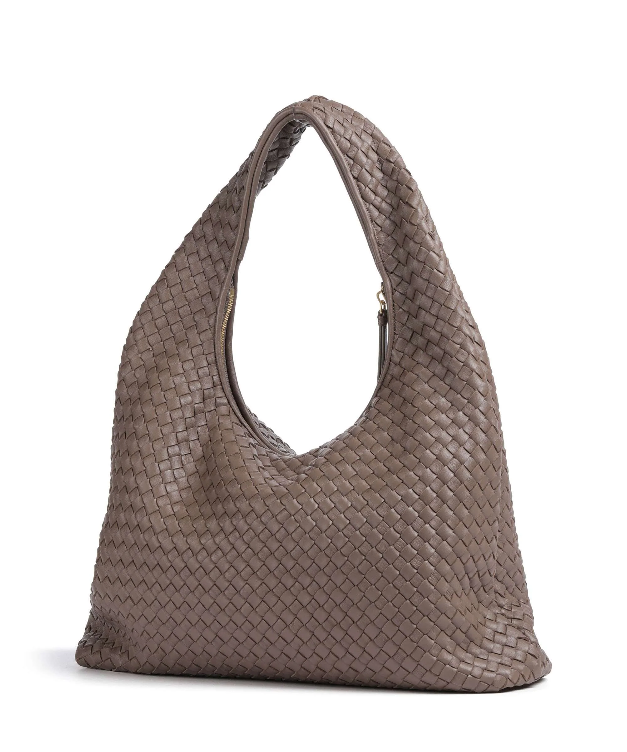 Les Visionnaires Jade Weave Silky Hobo bag taupe brown - Image 2