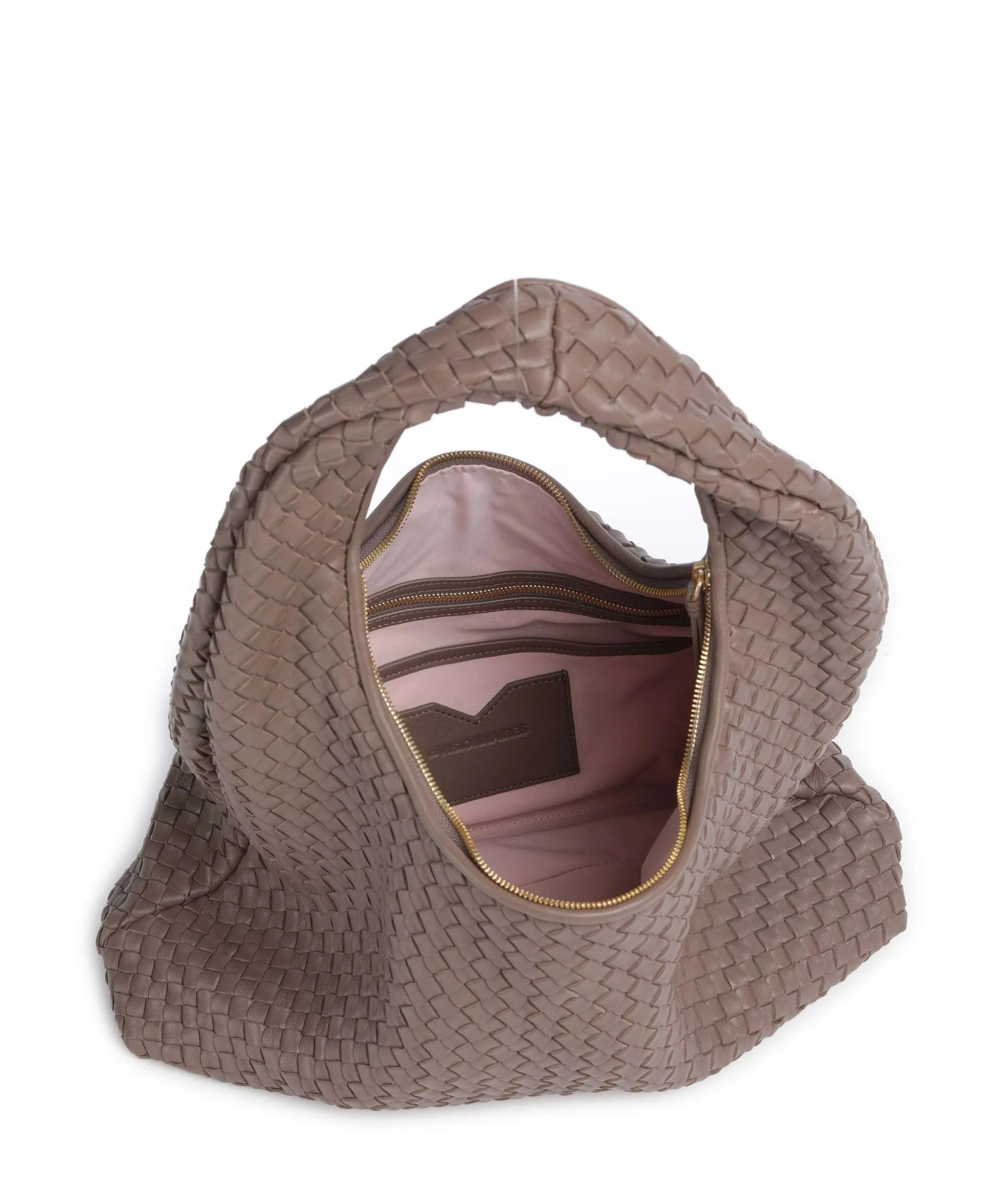 Les Visionnaires Jade Weave Silky Hobo bag taupe brown - Image 5