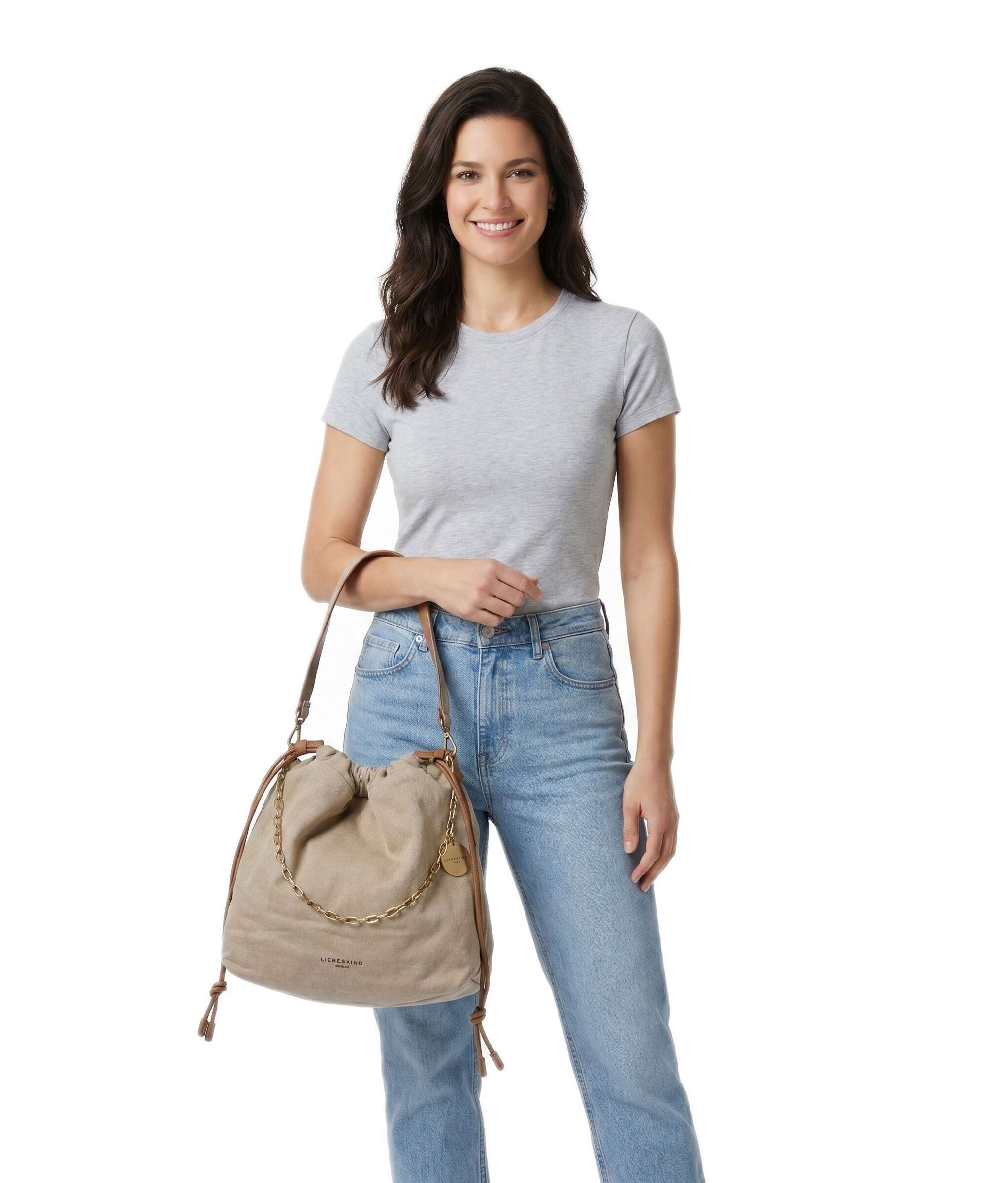 Liebeskind Lya II Denim M Bucket bag beige - Image 3