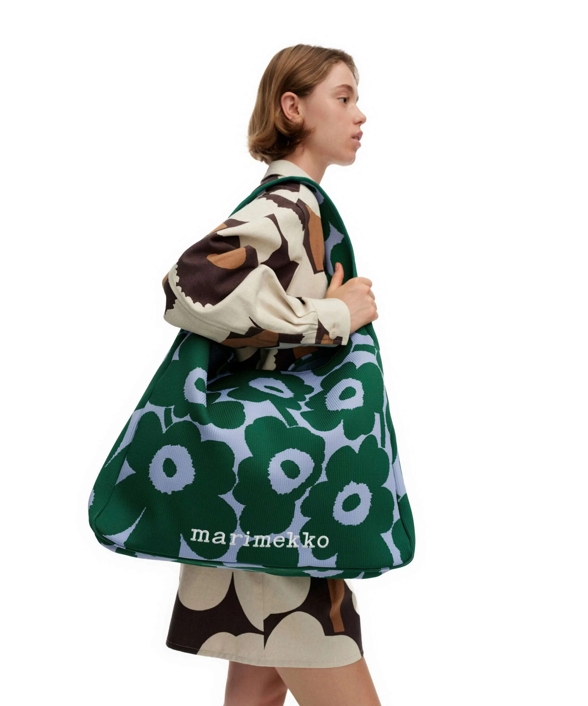 Marimekko Knitted Unikko Hobo bag dark green/blue - Image 3
