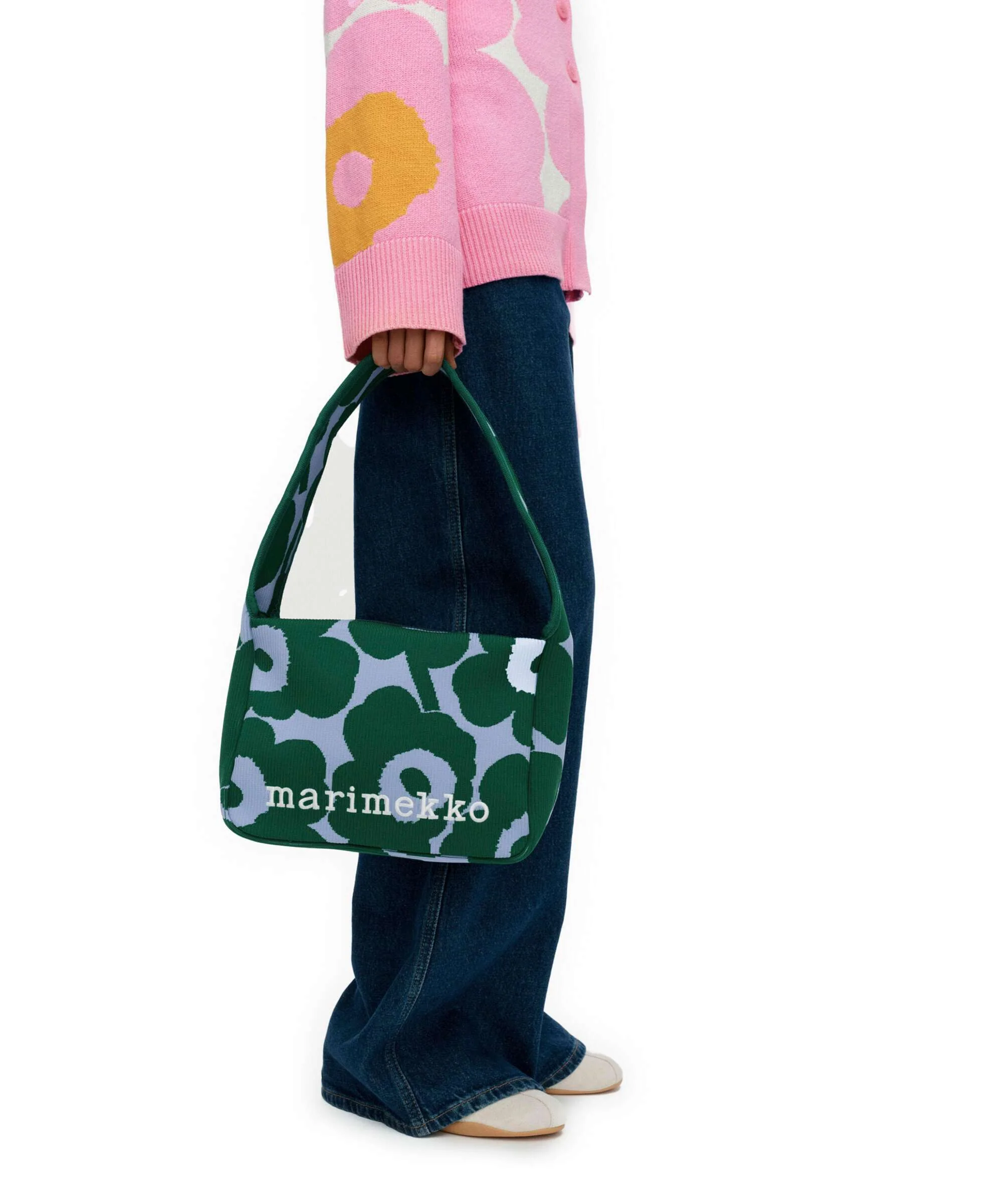Marimekko Knitted Unikko Shoulder bag dark green/blue - Image 3
