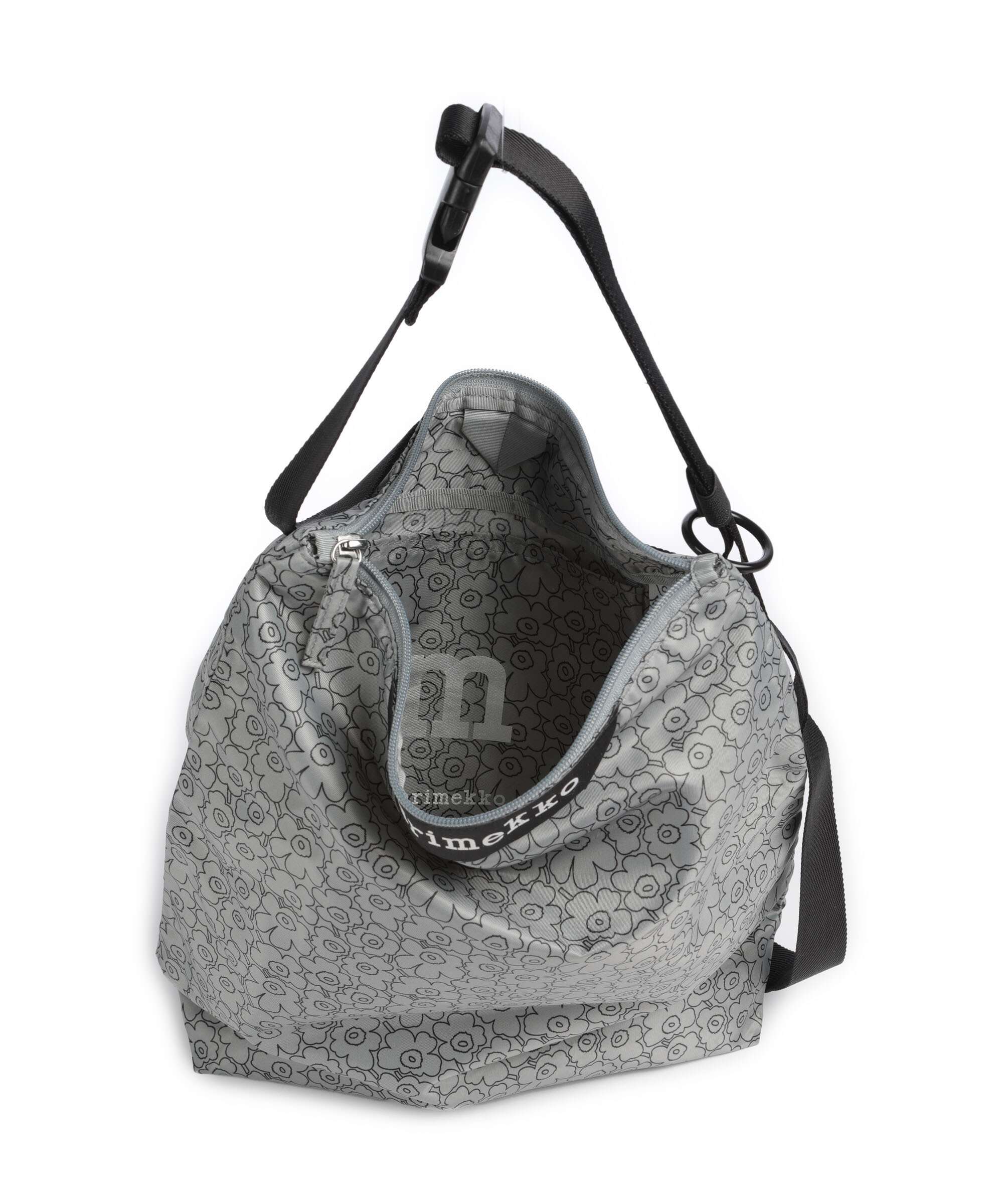 Marimekko Neat Unikko Piirto M Hobo bag grey/black - Image 5