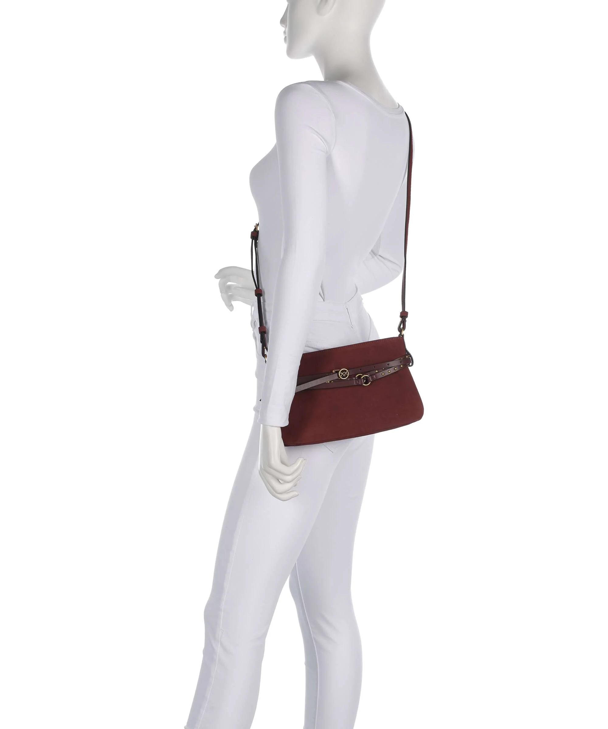 Pinko Belt Mini Shoulder bag burgundy wine/antique gold - Image 4