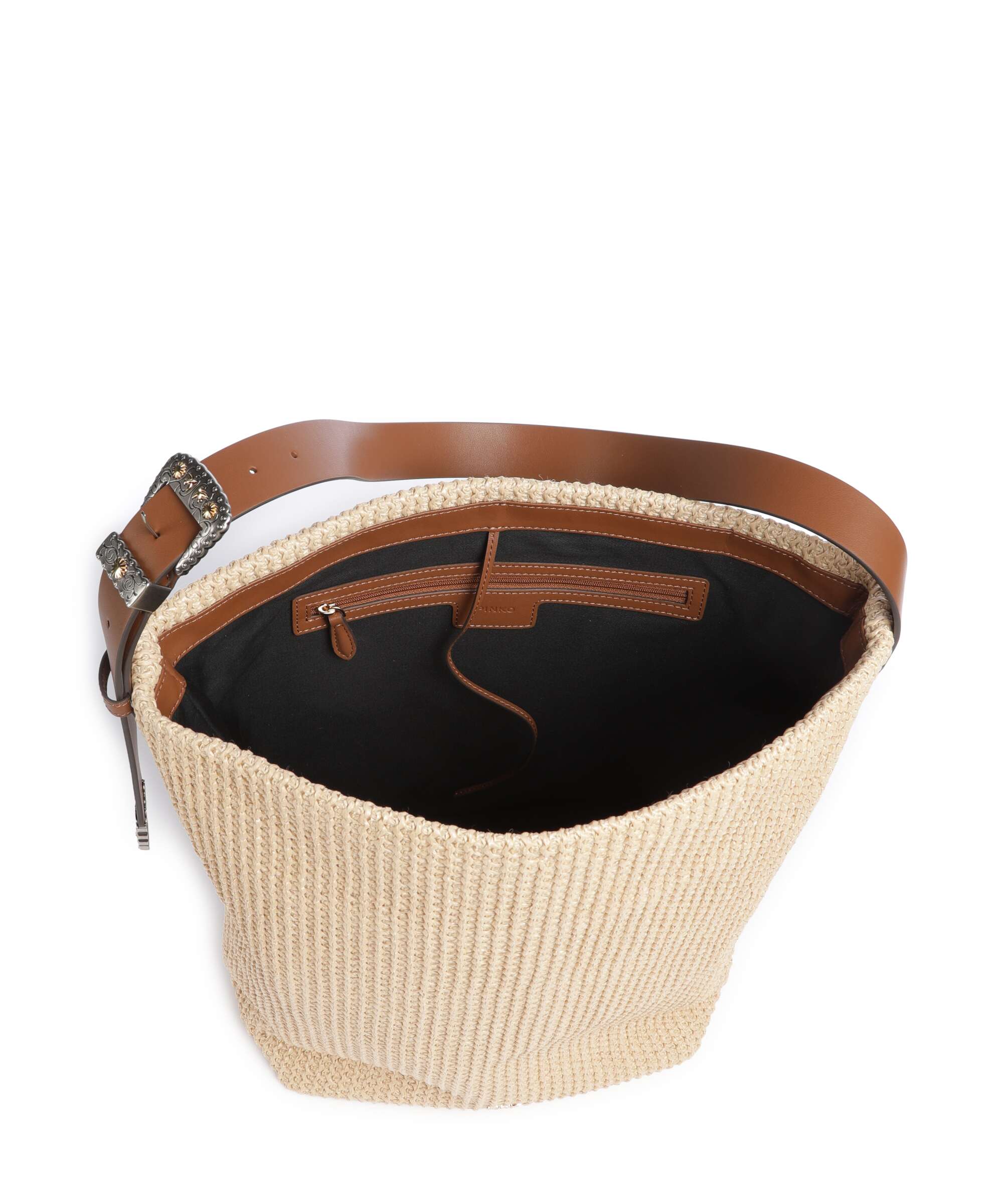 Pinko Big Hobo bag paglia/cuoio/mix gal - Image 6