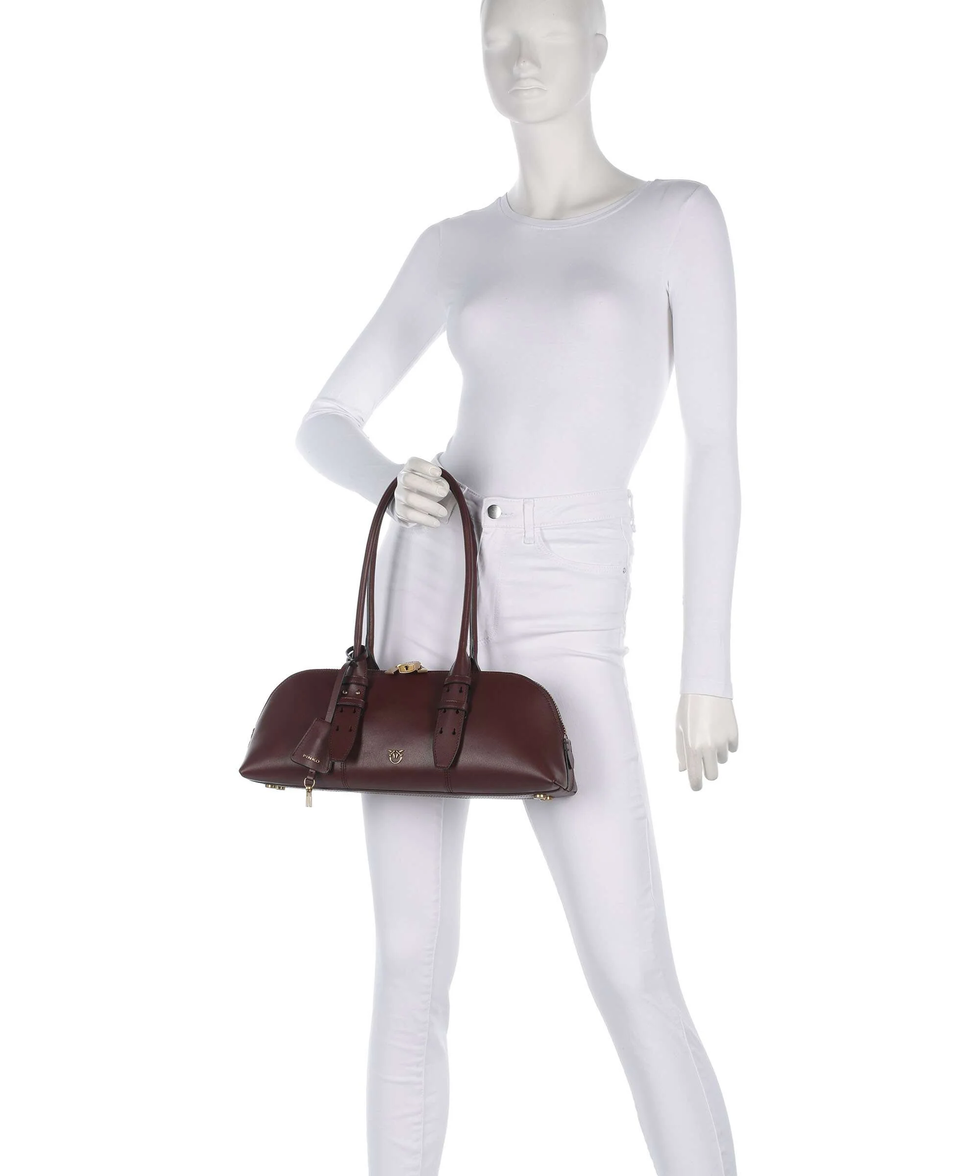 Pinko Bowling Horizontal Big Handbag burgundy wine/antique gold - Image 3
