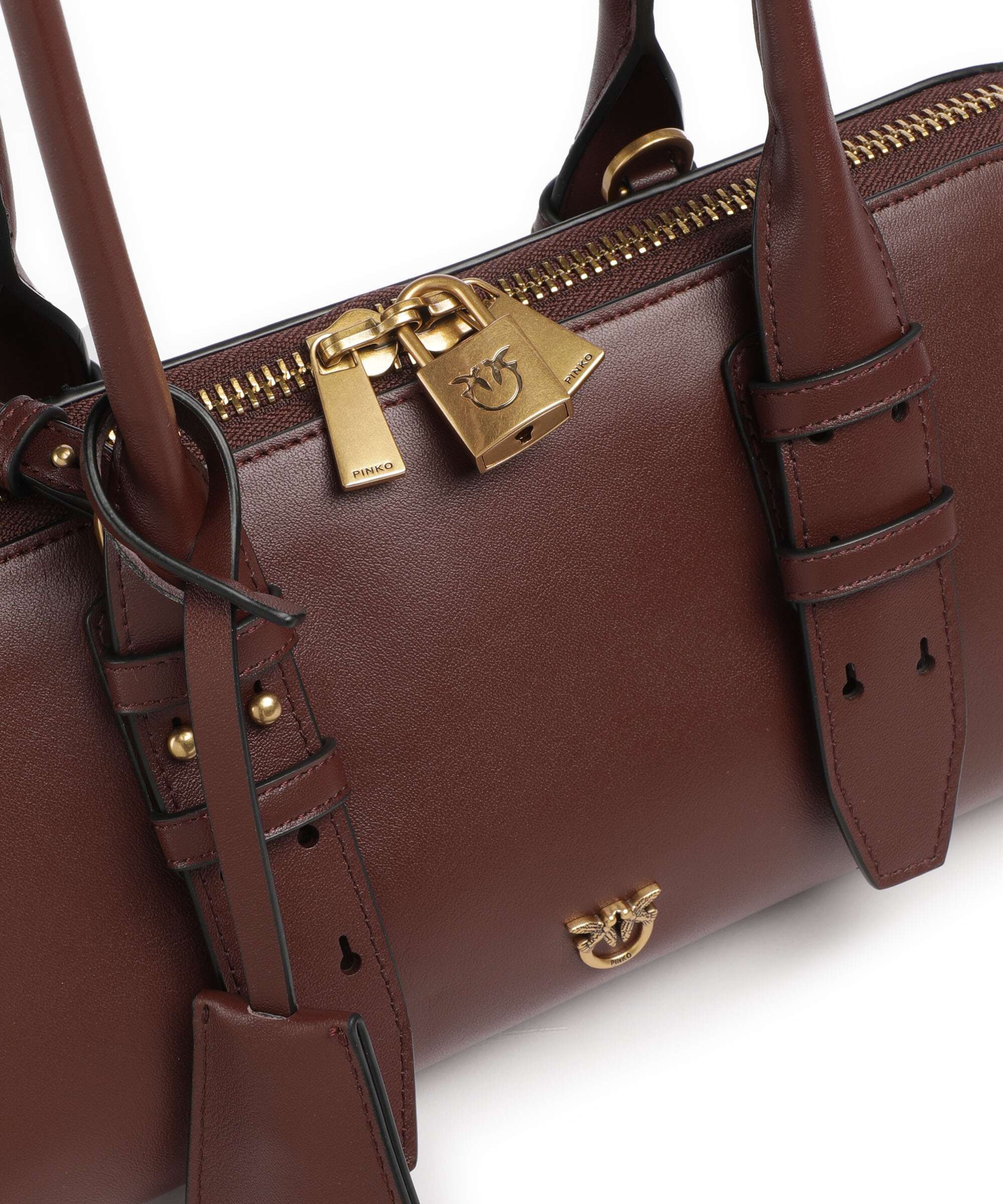 Pinko Bowling Horizontal Big Handbag burgundy wine/antique gold - Image 4