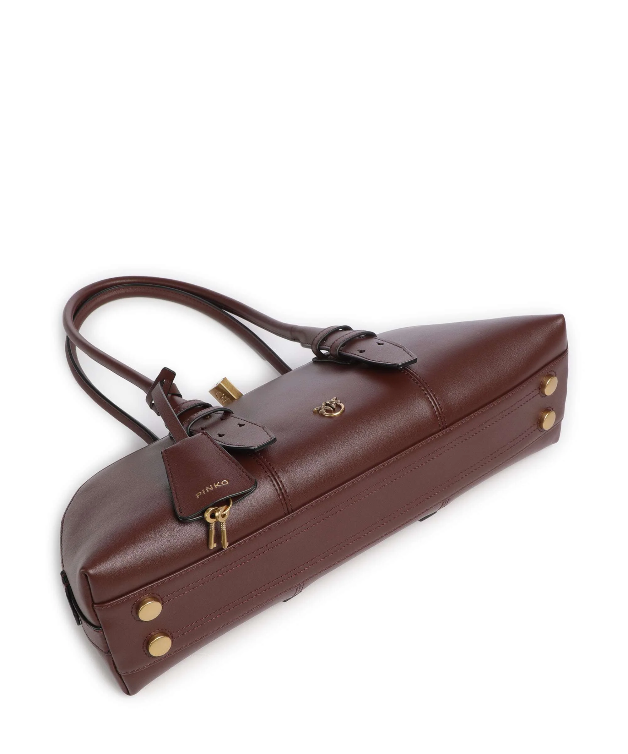 Pinko Bowling Horizontal Big Handbag burgundy wine/antique gold - Image 5