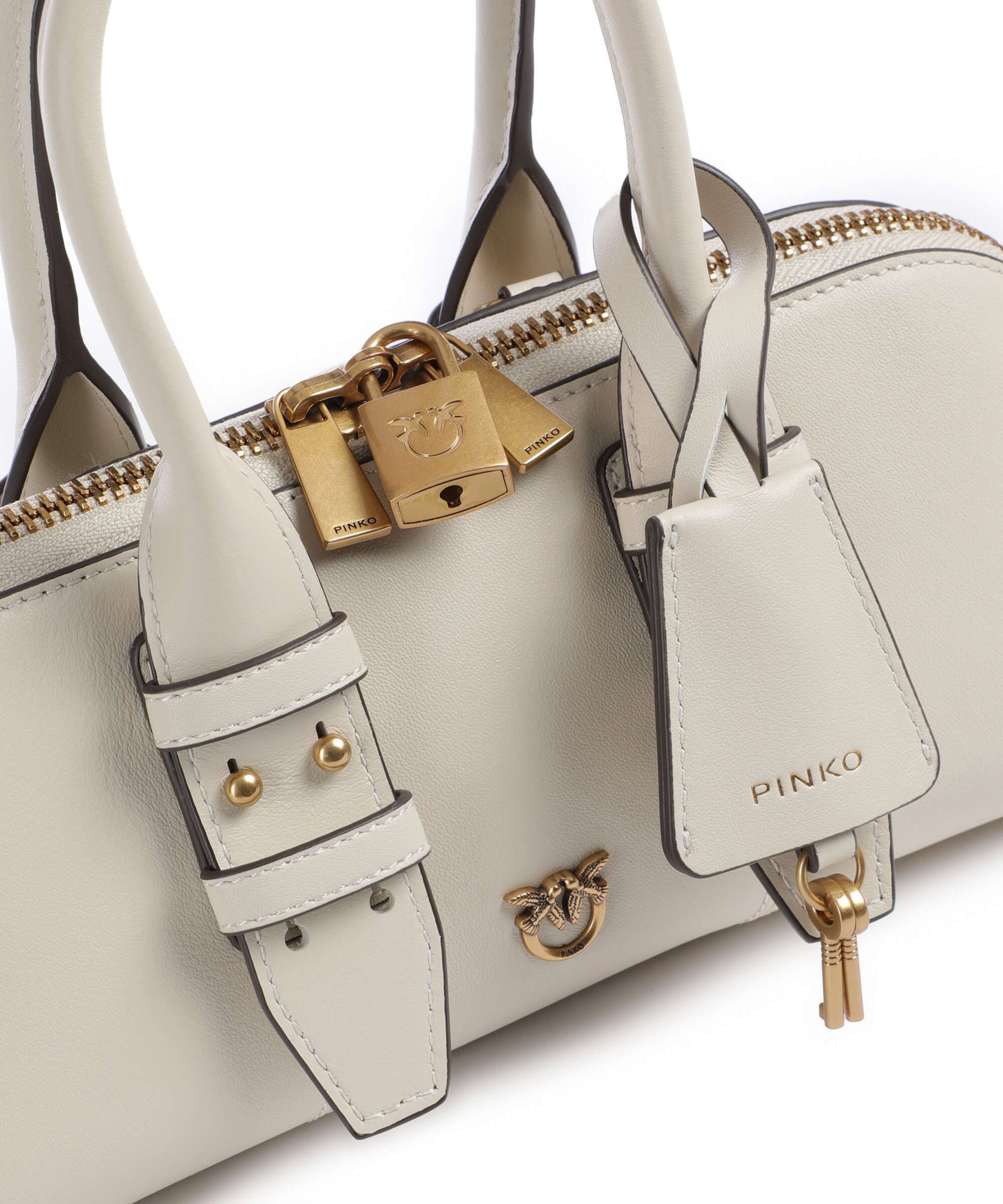 Pinko Bowling Horizontal Handbag bianco seta/antique gold - Image 4